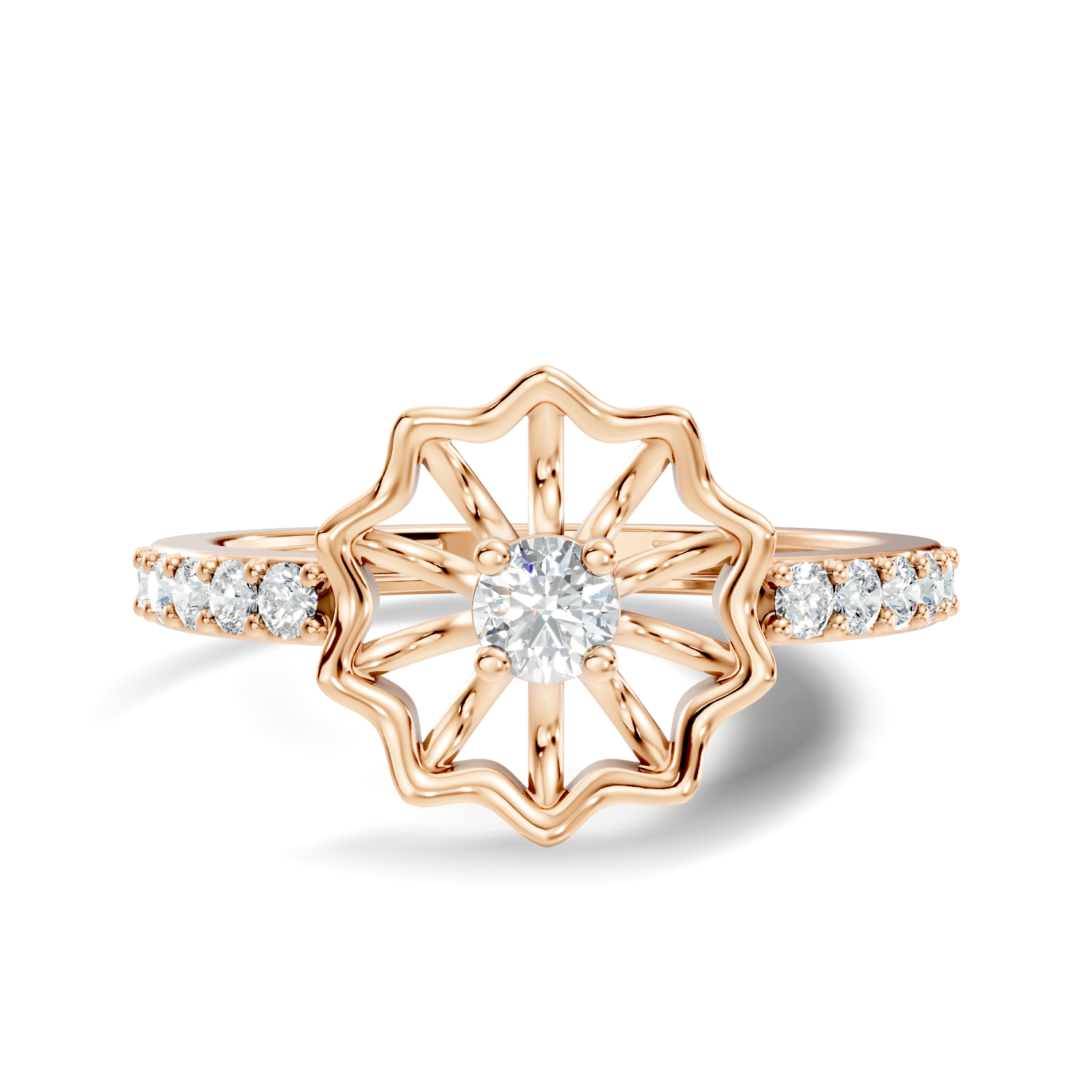 Pear-Cut Lab-grown and Natural Diamond Vintage Ring in 10K Rose Gold