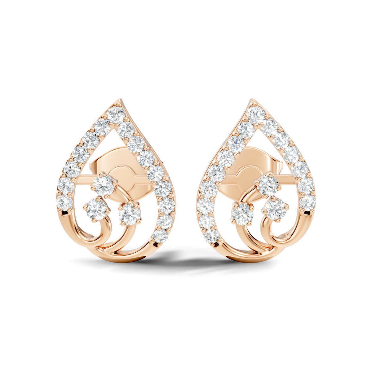 Emerald-Cut Lab-grown Diamond Vintage Earrings in 10K Rose Gold