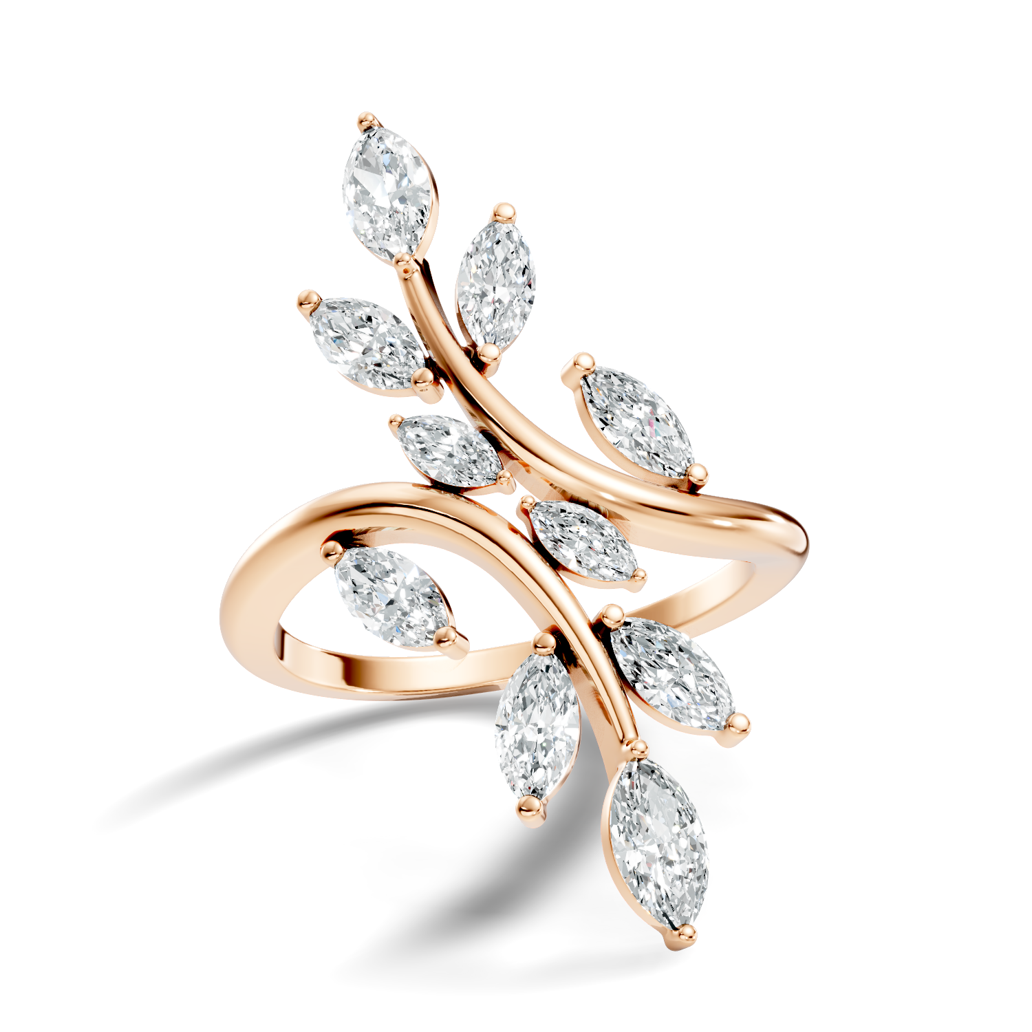 Marquise-Cut Lab-grown Diamond Vintage Ring in 10K Yellow Gold