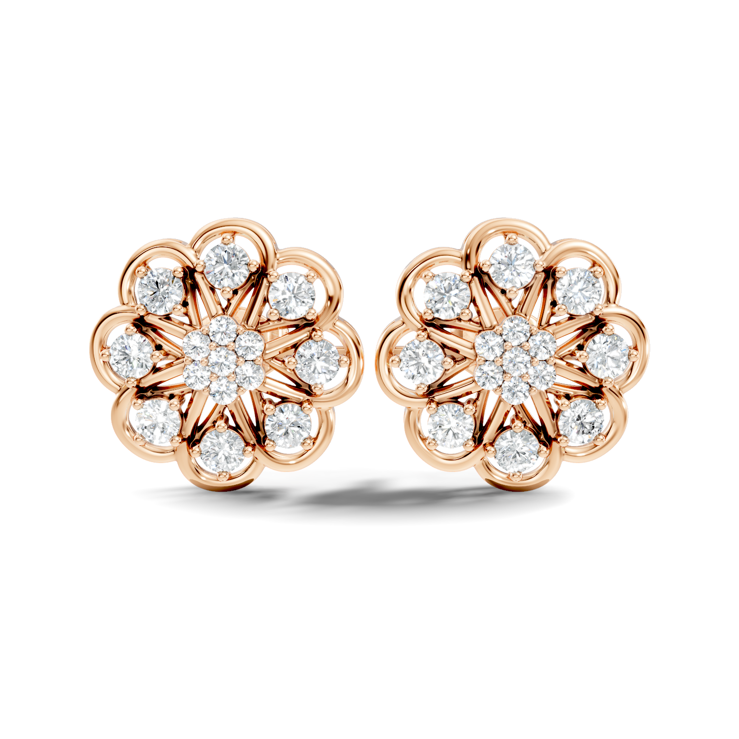 3.78Ct Round-Cut Lab-grown and Natural Diamond Vintage Earrings in 10K Rose Gold