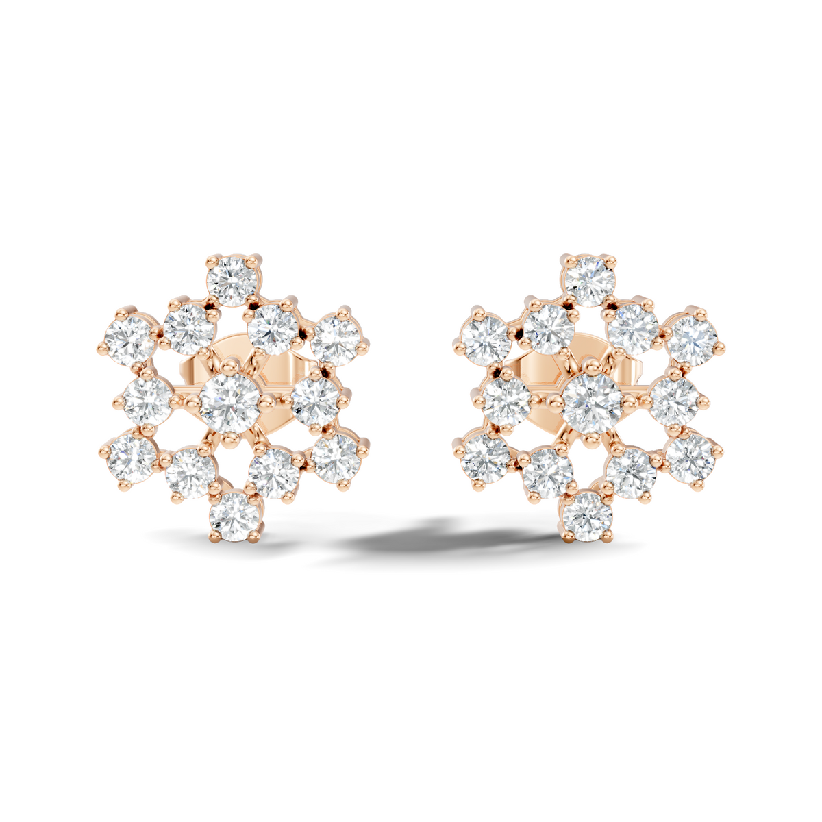 Emerald-Cut Lab-grown and Natural Diamond Earrings in 10K Rose Gold
