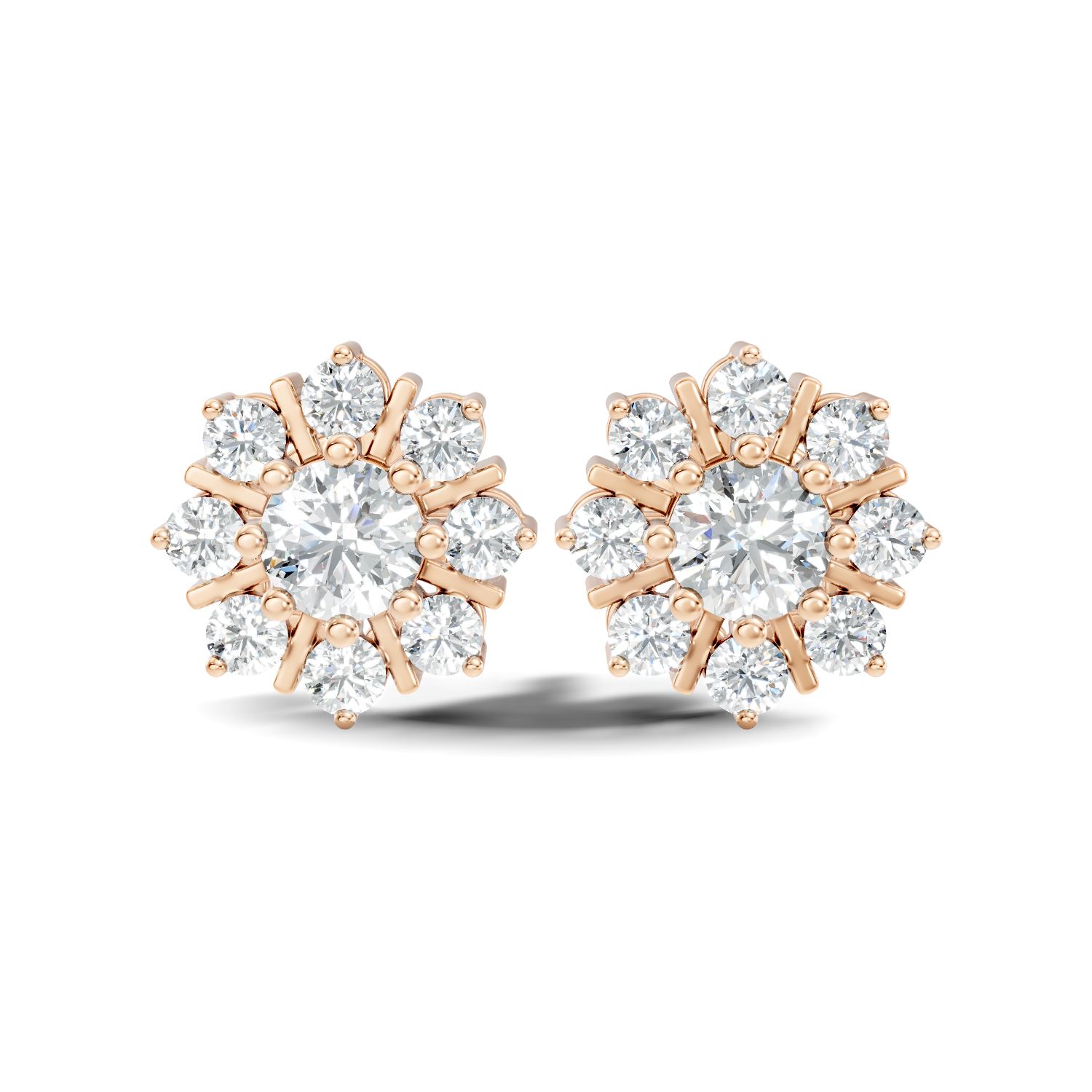 Round-Cut Lab-grown and Natural Diamond Earrings in 10K Yellow Gold