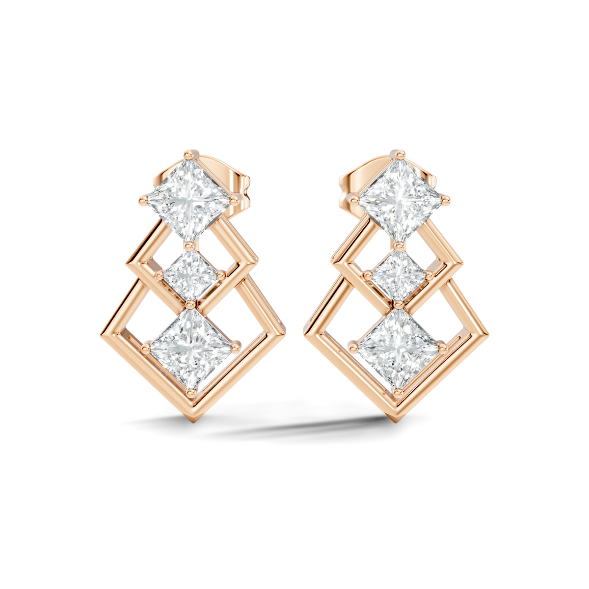 Round-Cut Lab-grown Diamond Earrings in 14K White Gold