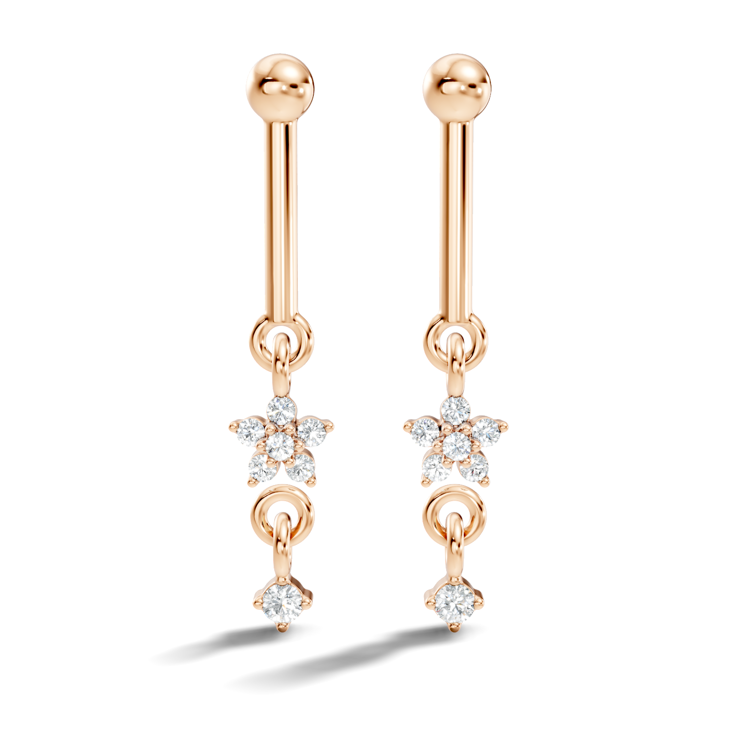 Round-Cut Lab-grown and Natural Diamond Earrings in 10K Yellow Gold