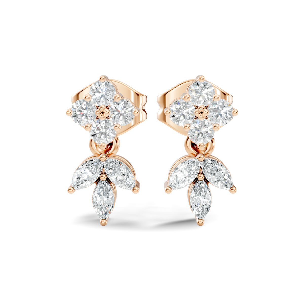 1.16Ct Pear-Cut Lab-grown and Natural Diamond Earrings in 10K Yellow Gold