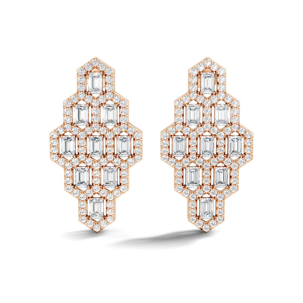 Pear-Cut Lab-grown and Natural Diamond Earrings in 10K Rose Gold