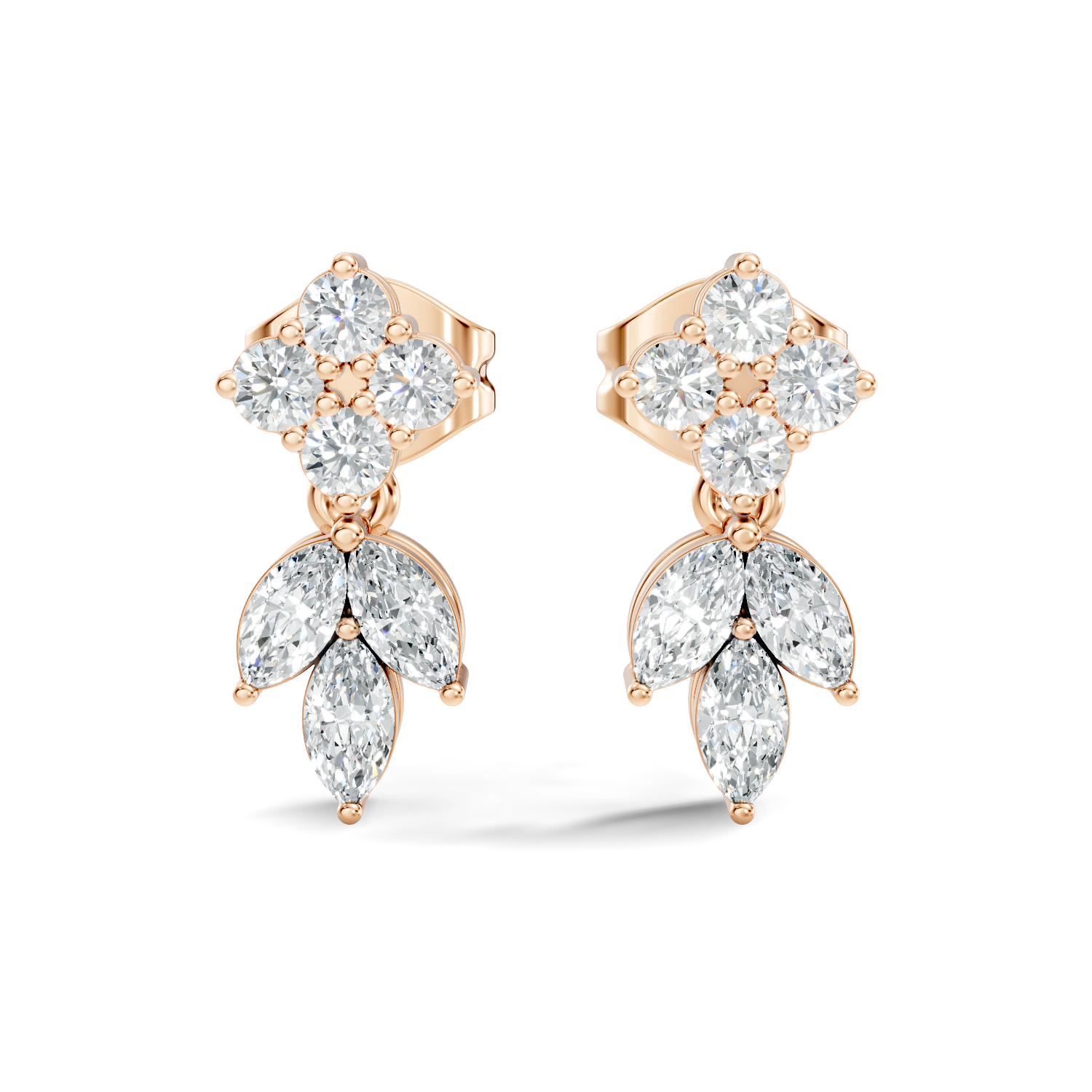Marquise-Cut Lab-grown and Natural Diamond Earrings in 14K White Gold