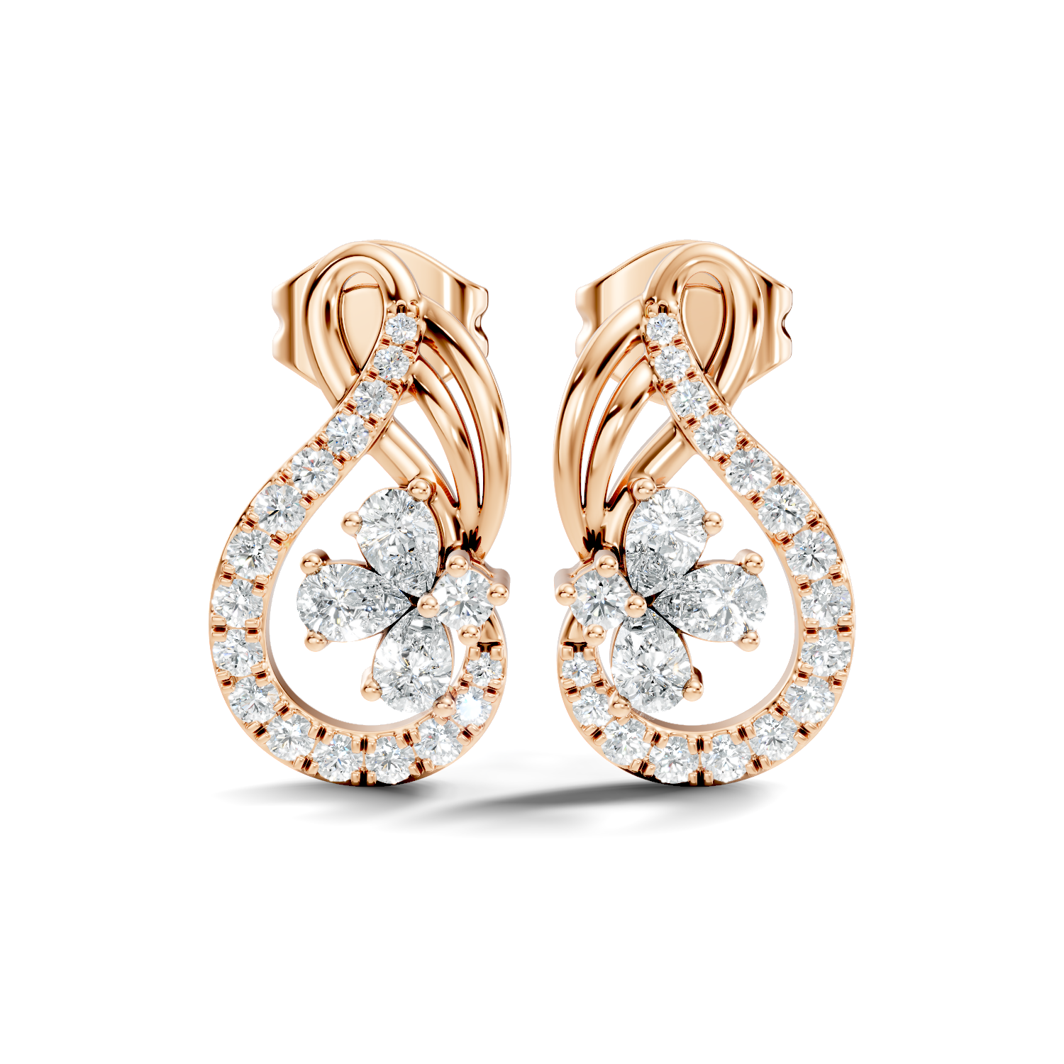 Emerald-Cut Lab-grown Diamond Vintage Earrings in 14K White Gold