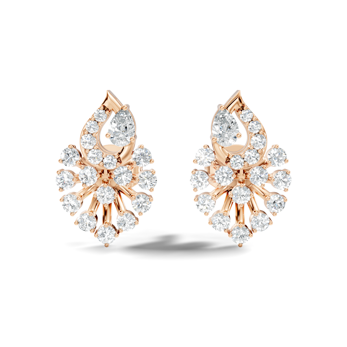Princess-Cut Lab-grown and Natural Diamond Vintage Earrings in 10K Yellow Gold