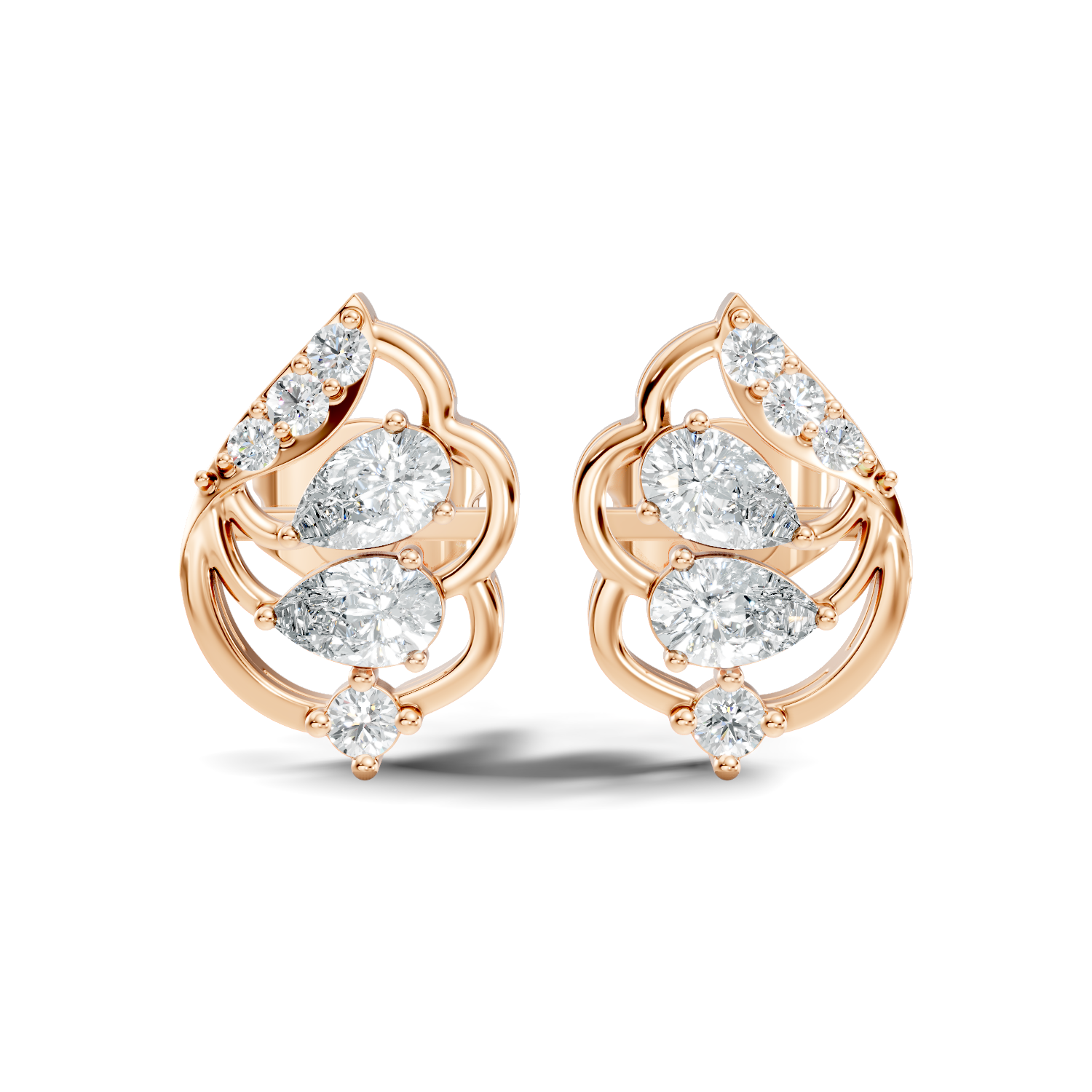 Round-Cut Lab-grown and Natural Diamond Earrings in 14K White Gold