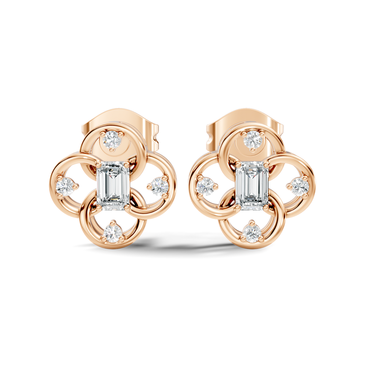 1.17Ct Round-Cut Lab-grown and Natural Diamond Earrings in 14K White Gold