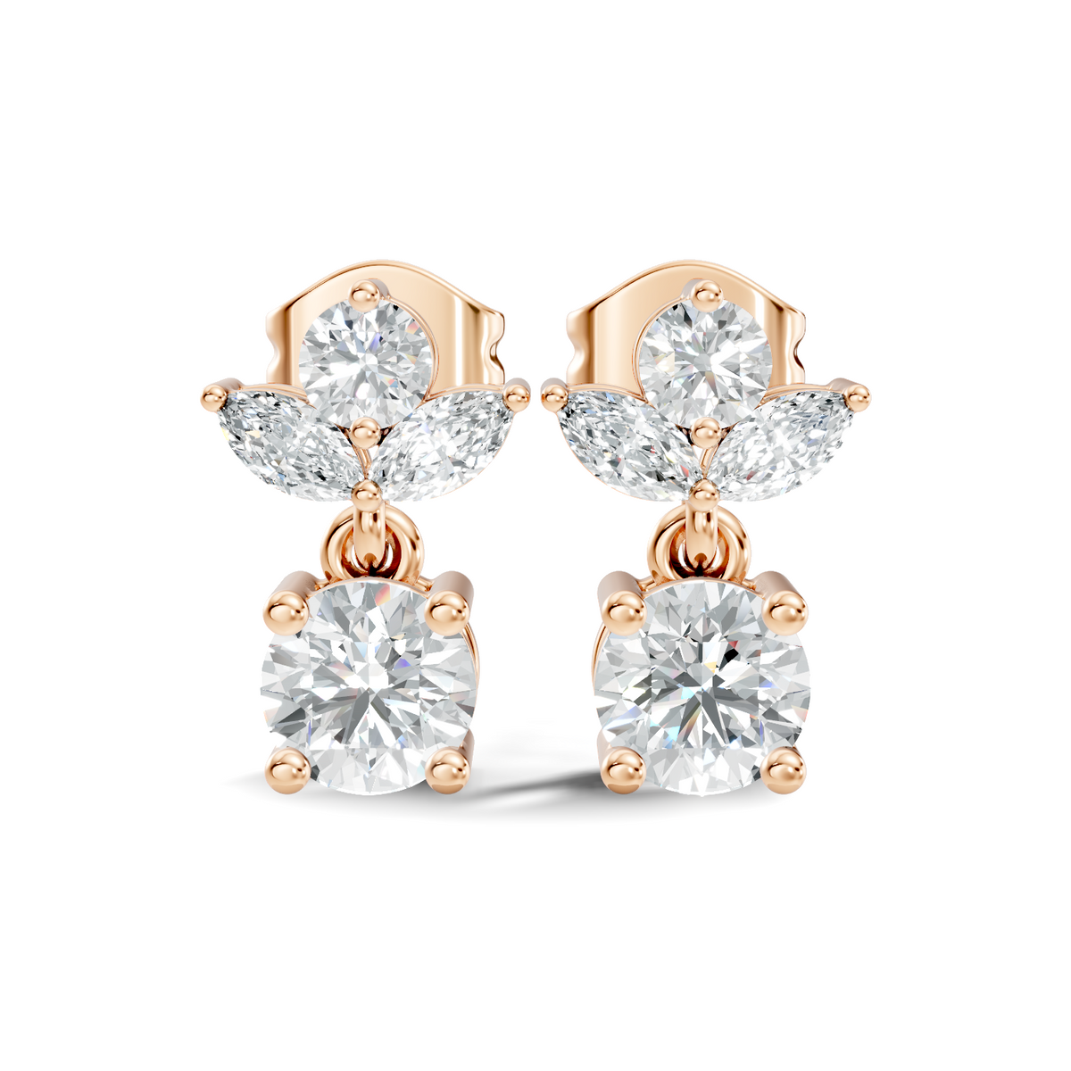 Marquise-Cut Lab-grown and Natural Diamond Earrings in 14K White Gold
