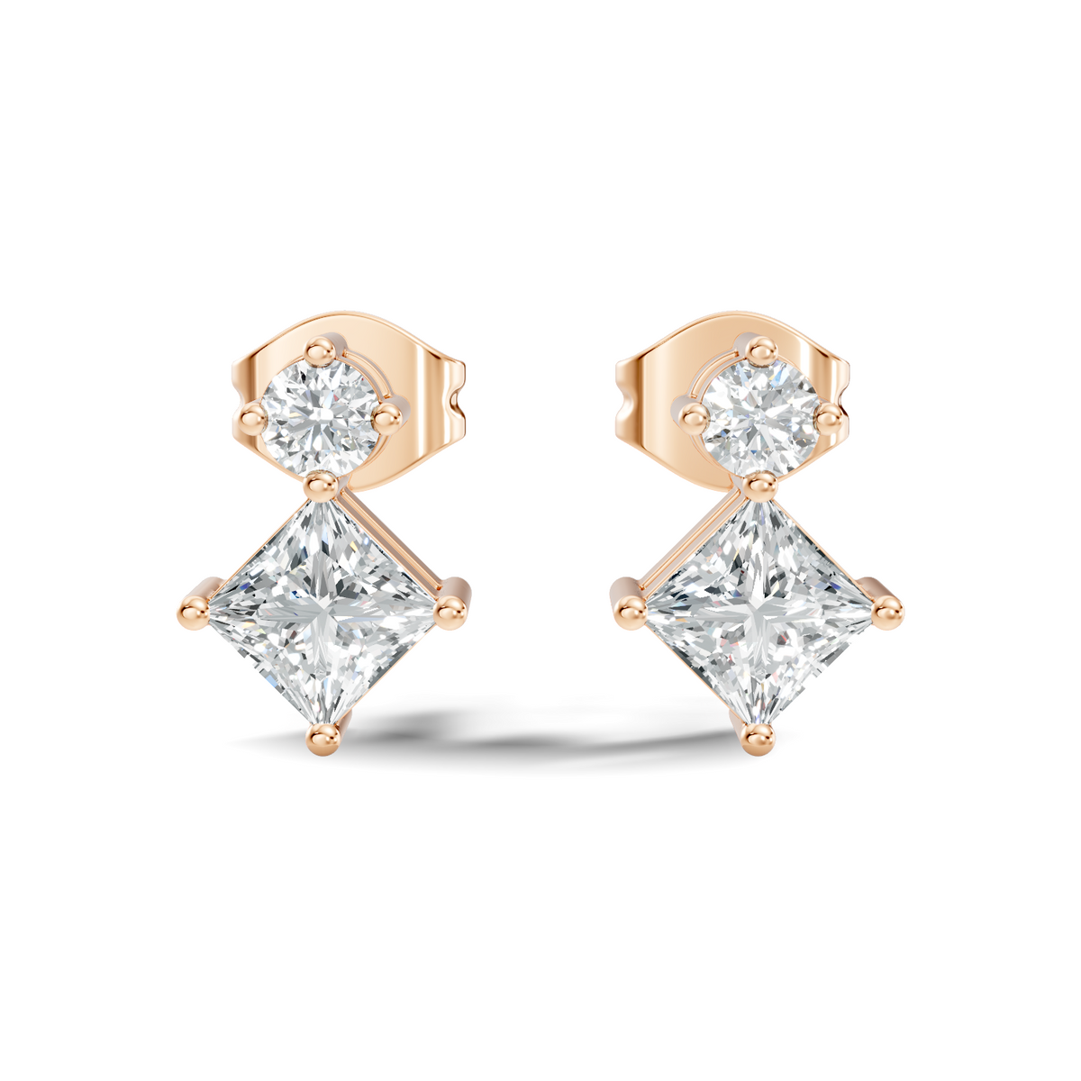 Round-Cut Lab-grown and Natural Diamond Stud Earrings in 10K Yellow Gold