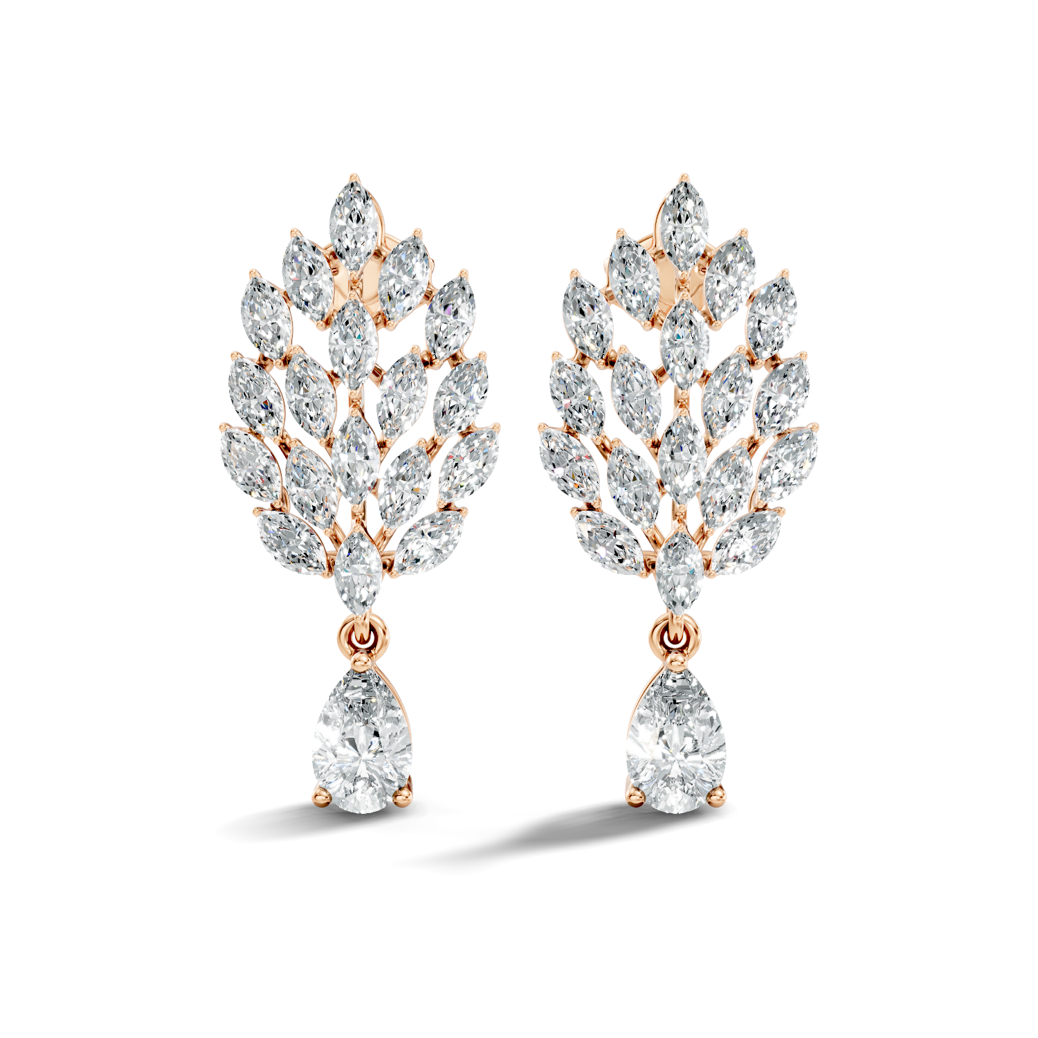 Marquise-Cut Lab-grown and Natural Diamond Earrings in 10K White Gold