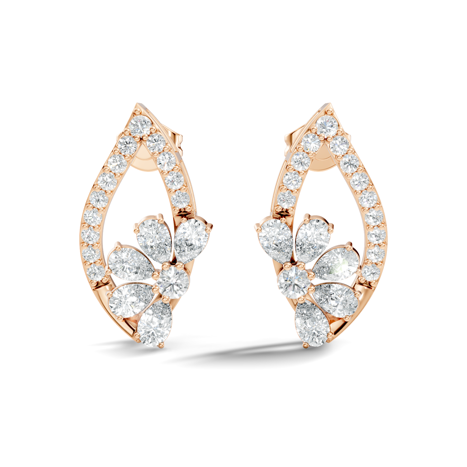 8.10Ct Pear-Cut Lab-grown and Natural Diamond Earrings in 10K Yellow Gold