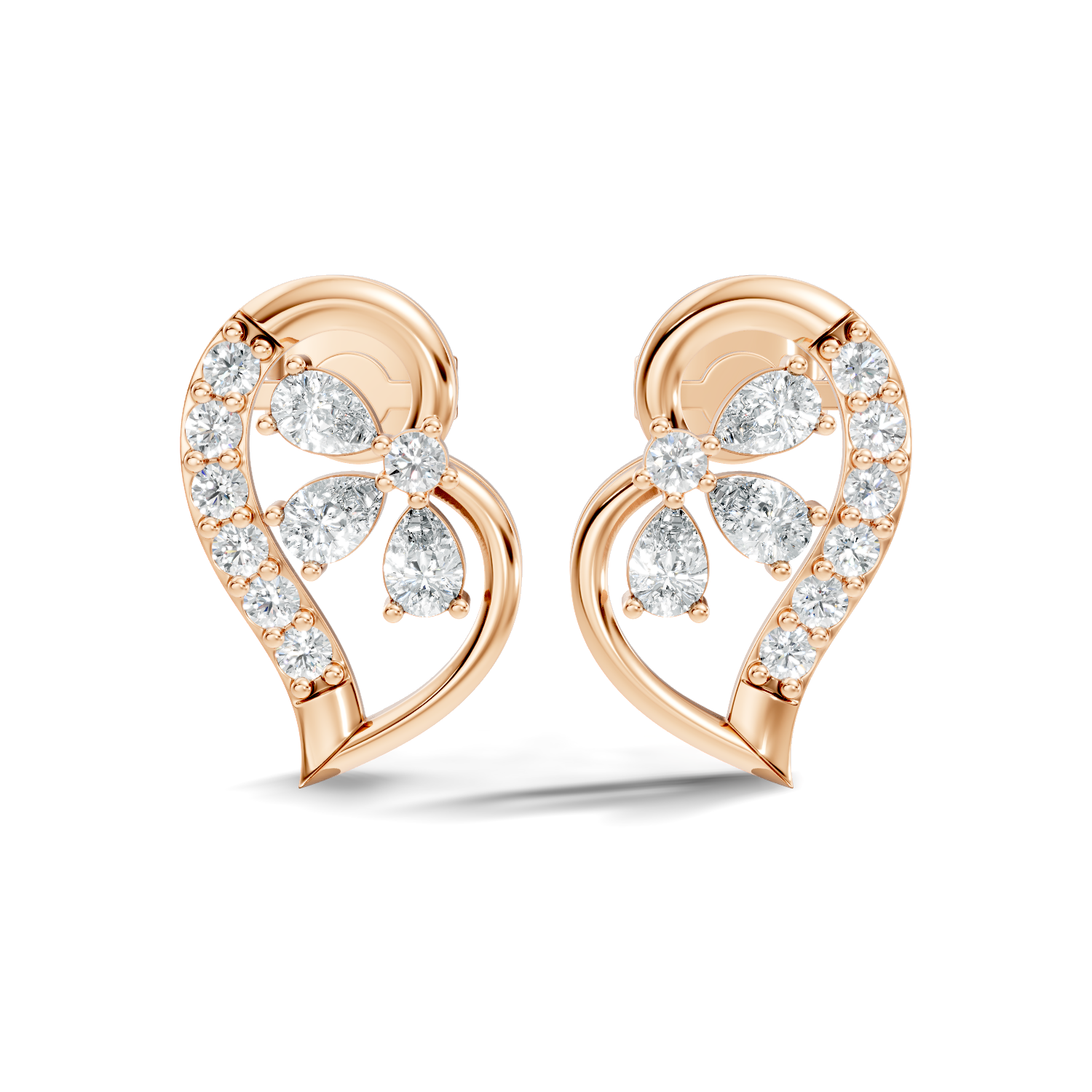 1.13Ct Round-Cut Lab-grown and Natural Diamond Earrings in 10K Rose Gold