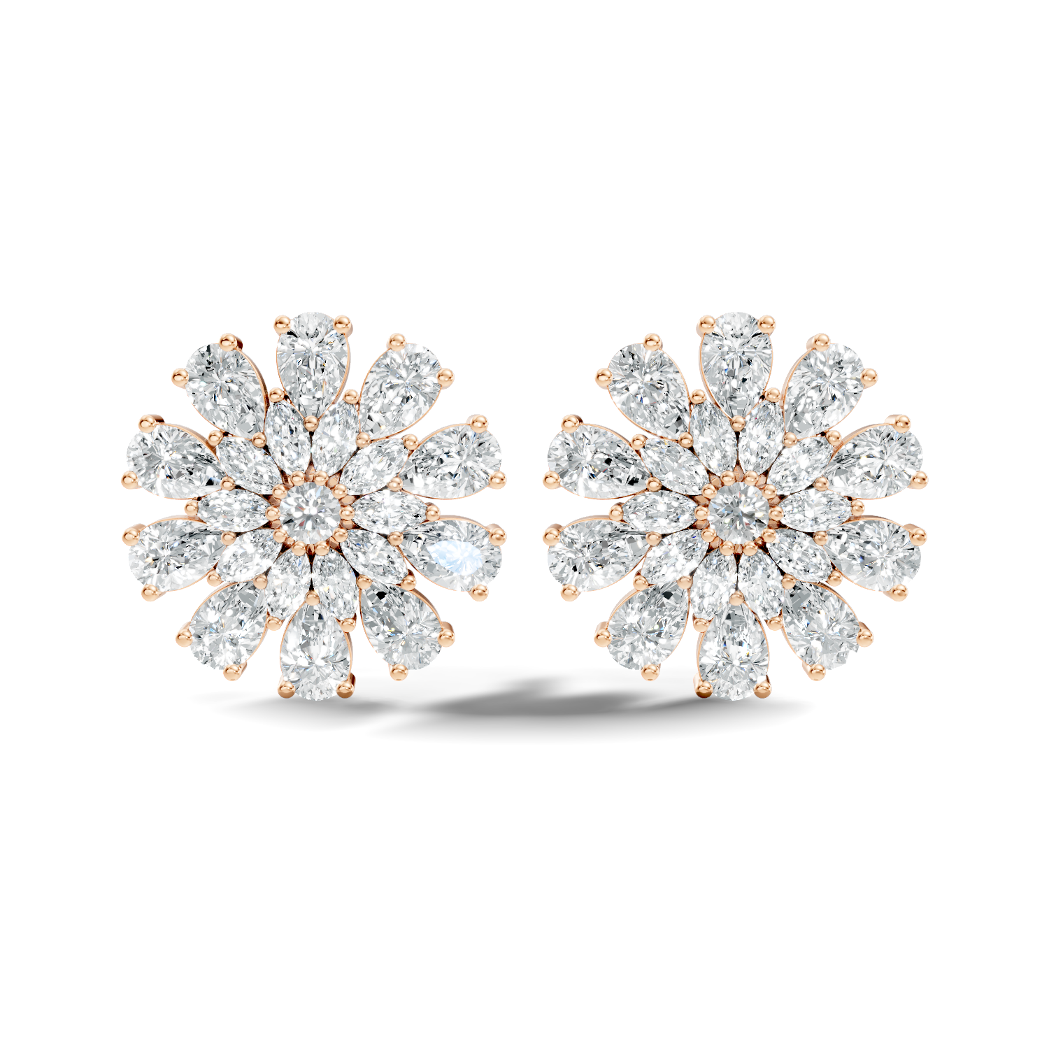 2.14Ct Round-Cut Lab-grown and Natural Diamond Earrings in 10K Yellow Gold