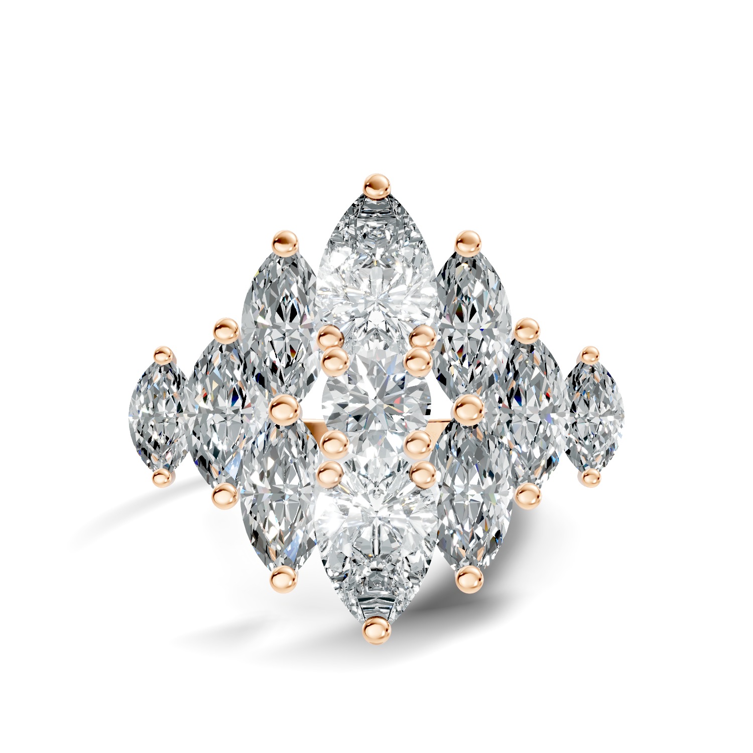 3.17Ct Marquise-Cut Lab-grown Diamond Cluster Ring in 10K Yellow Gold
