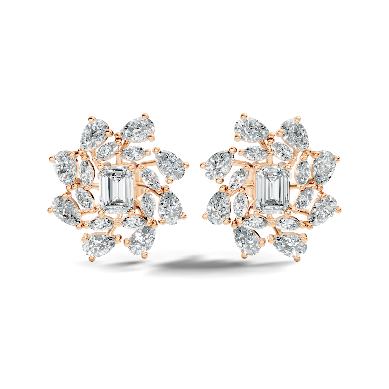 1.17Ct Round-Cut Lab-grown and Natural Diamond Earrings in 10K Rose Gold
