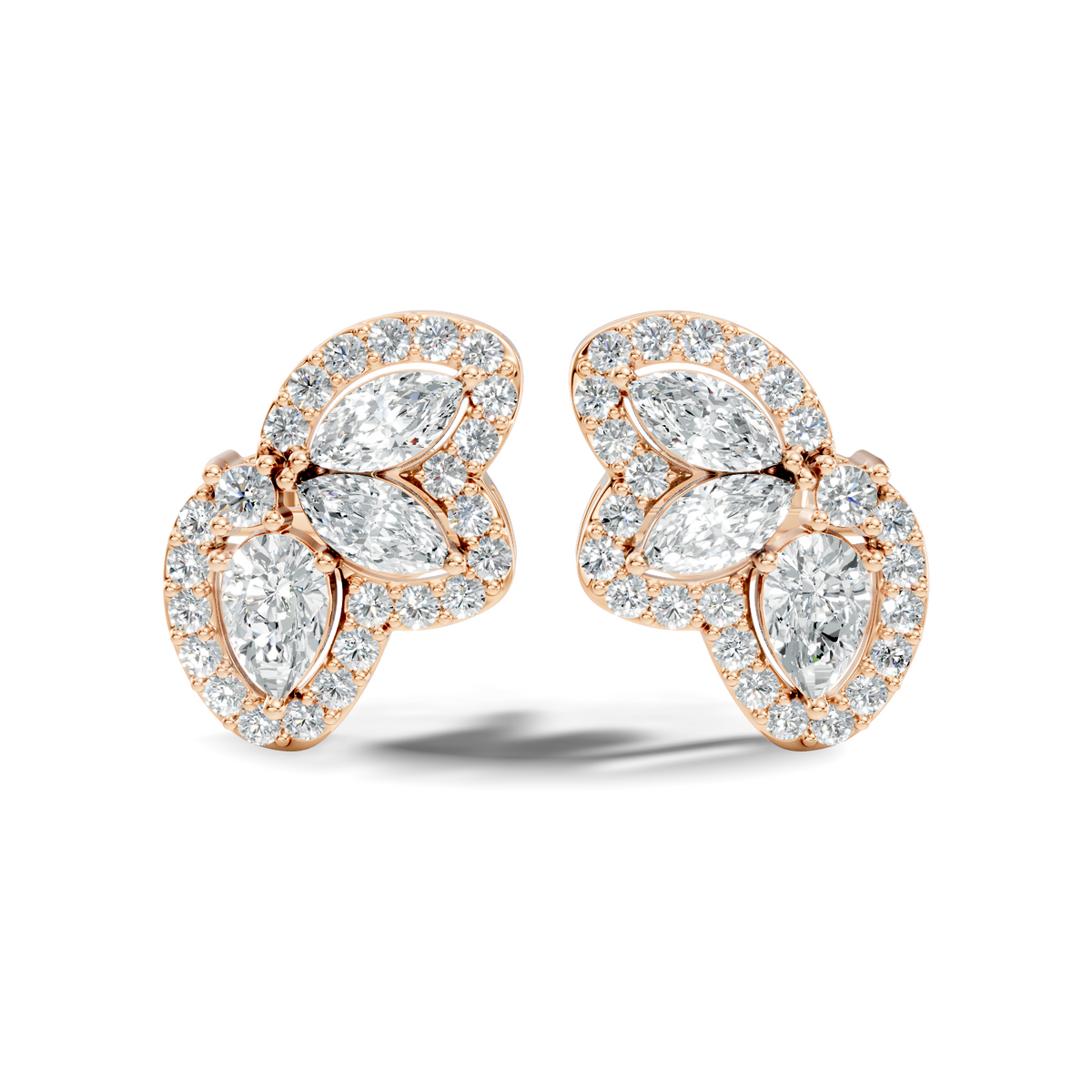 Oval-Cut Lab-grown and Natural Diamond Earrings in 14K White Gold