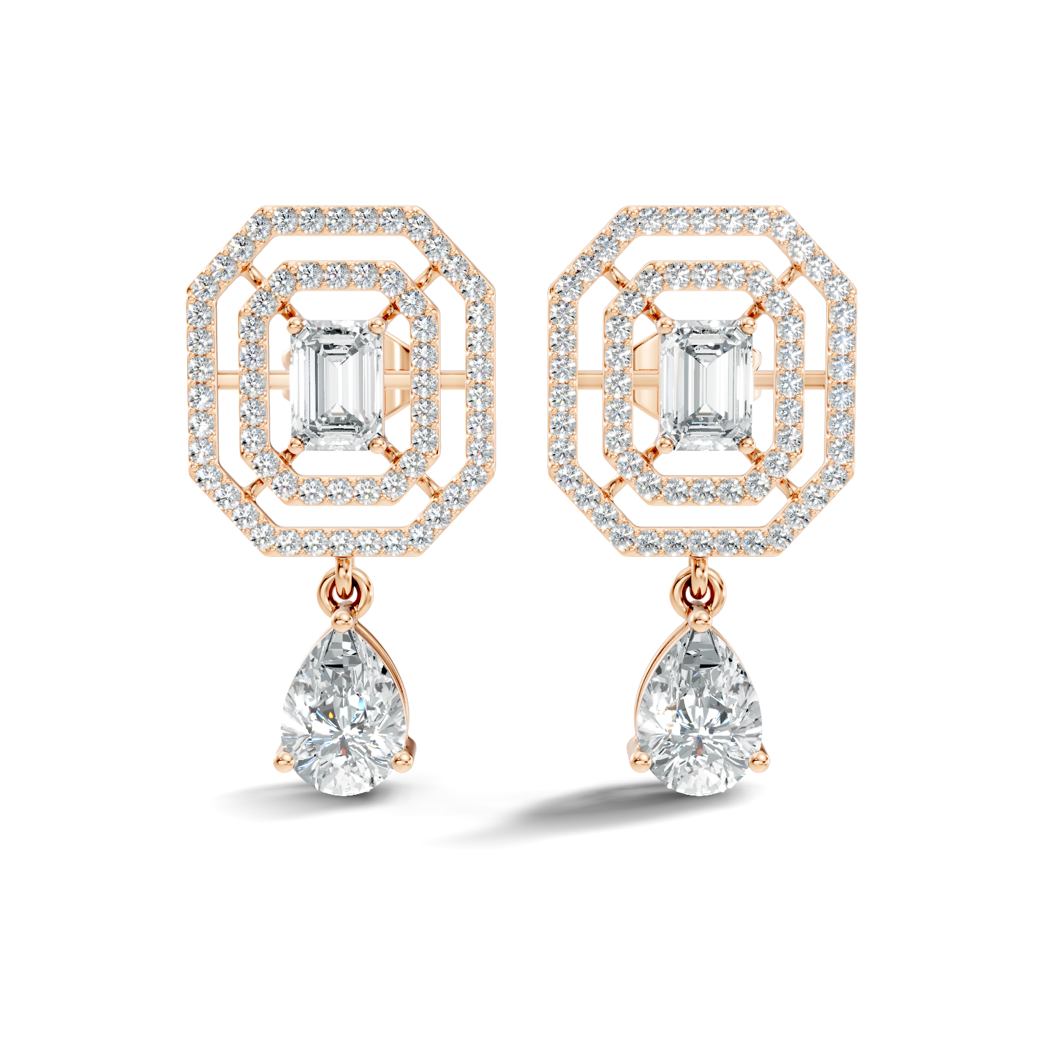 Round-Cut Lab-grown and Natural Diamond Earrings in 10K Rose Gold