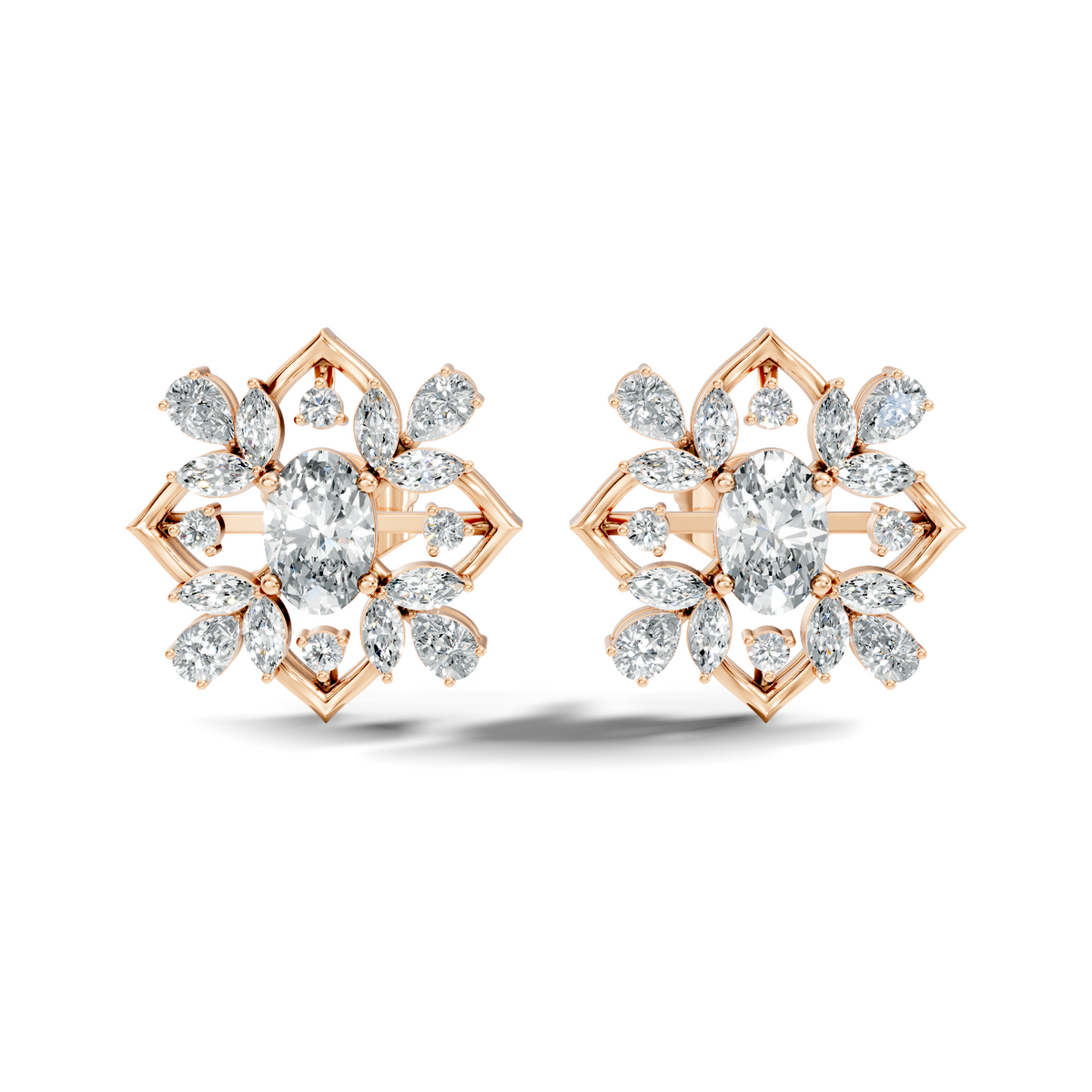 Round-Cut Lab-grown and Natural Diamond Vintage Earrings in 10K Yellow Gold