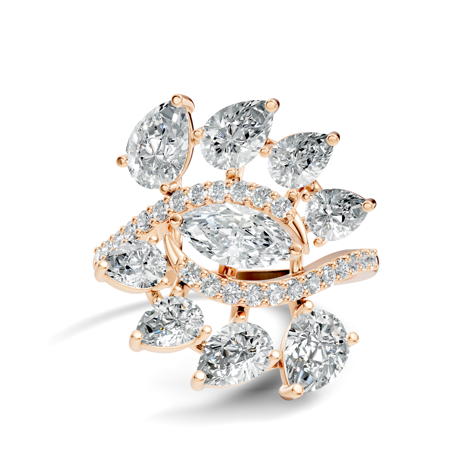 2.30Ct Marquise-Cut Lab-grown Diamond Vintage Ring in 10K Rose Gold