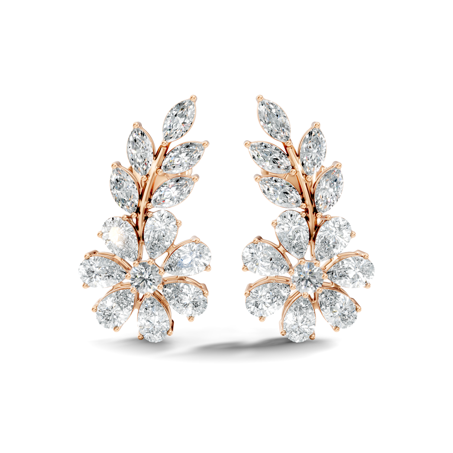 1.17Ct Round-Cut Lab-grown and Natural Diamond Earrings in 14K White Gold