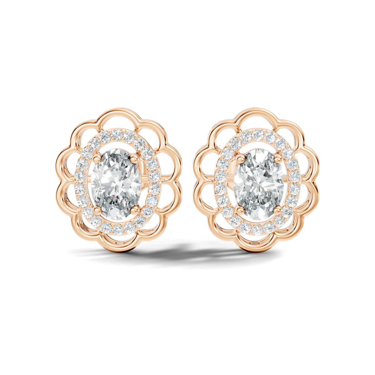 Round-Cut Lab-grown Diamond Earrings in 14K White Gold