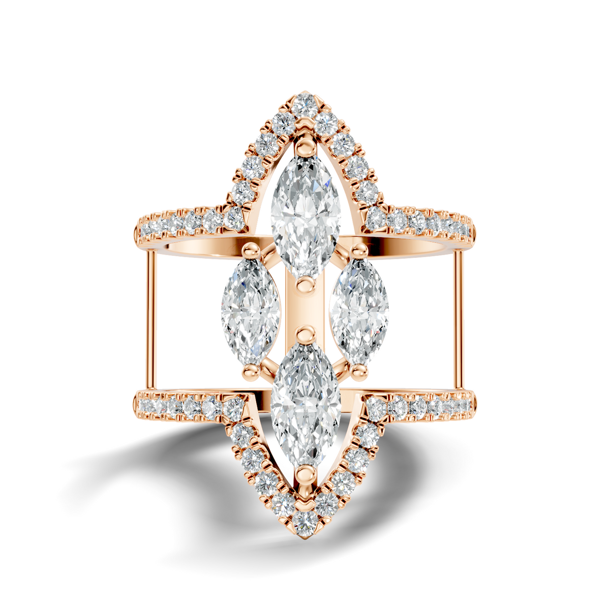 Marquise-Cut Lab-grown Diamond Vintage Ring in 10K White Gold