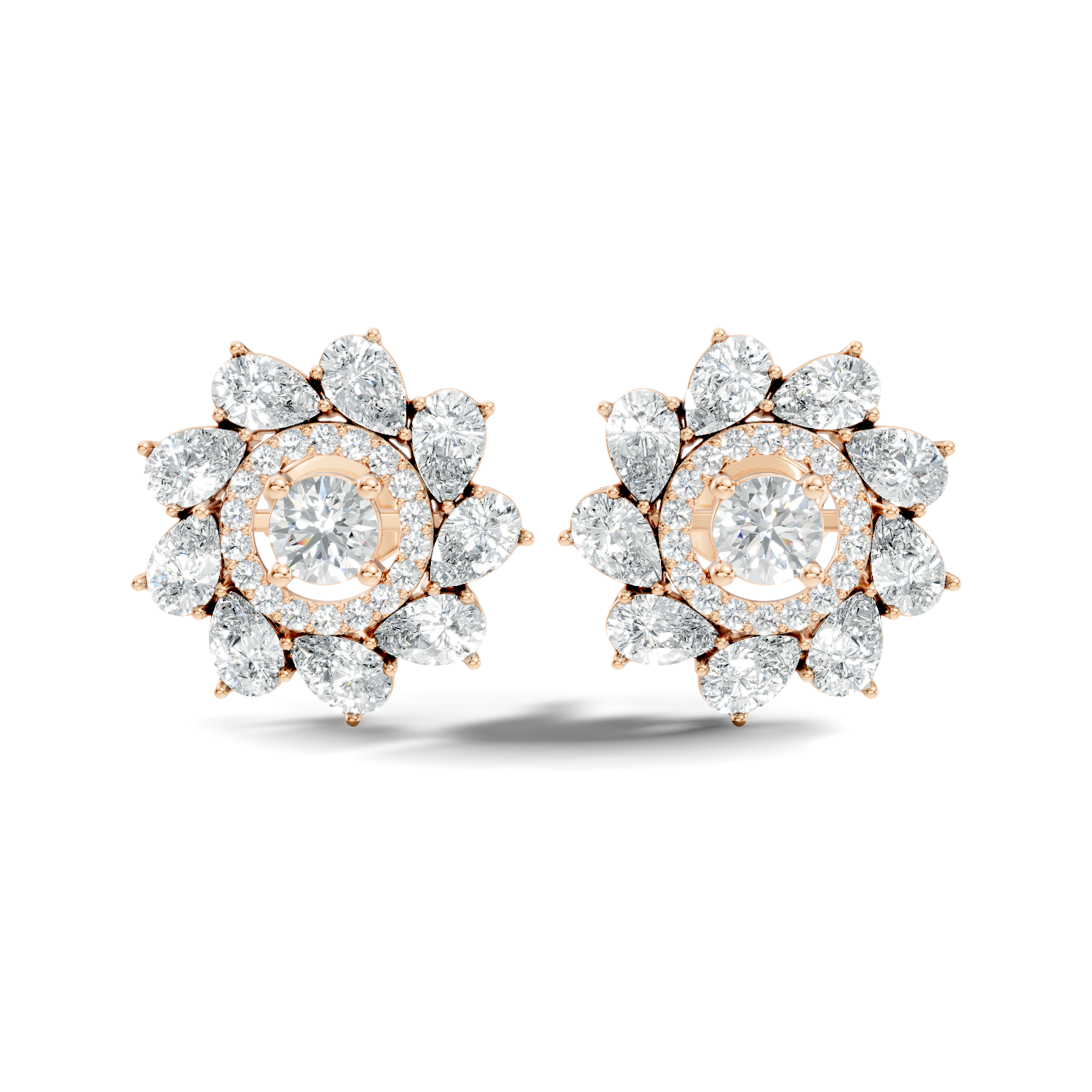3.53Ct Pear-Cut Lab-grown and Natural Diamond Vintage Studs in 10K Yellow Gold