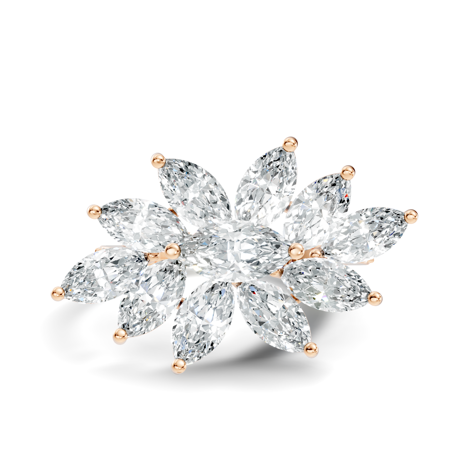 3.17Ct Marquise-Cut Lab-grown Diamond Cluster Ring in 10K Yellow Gold