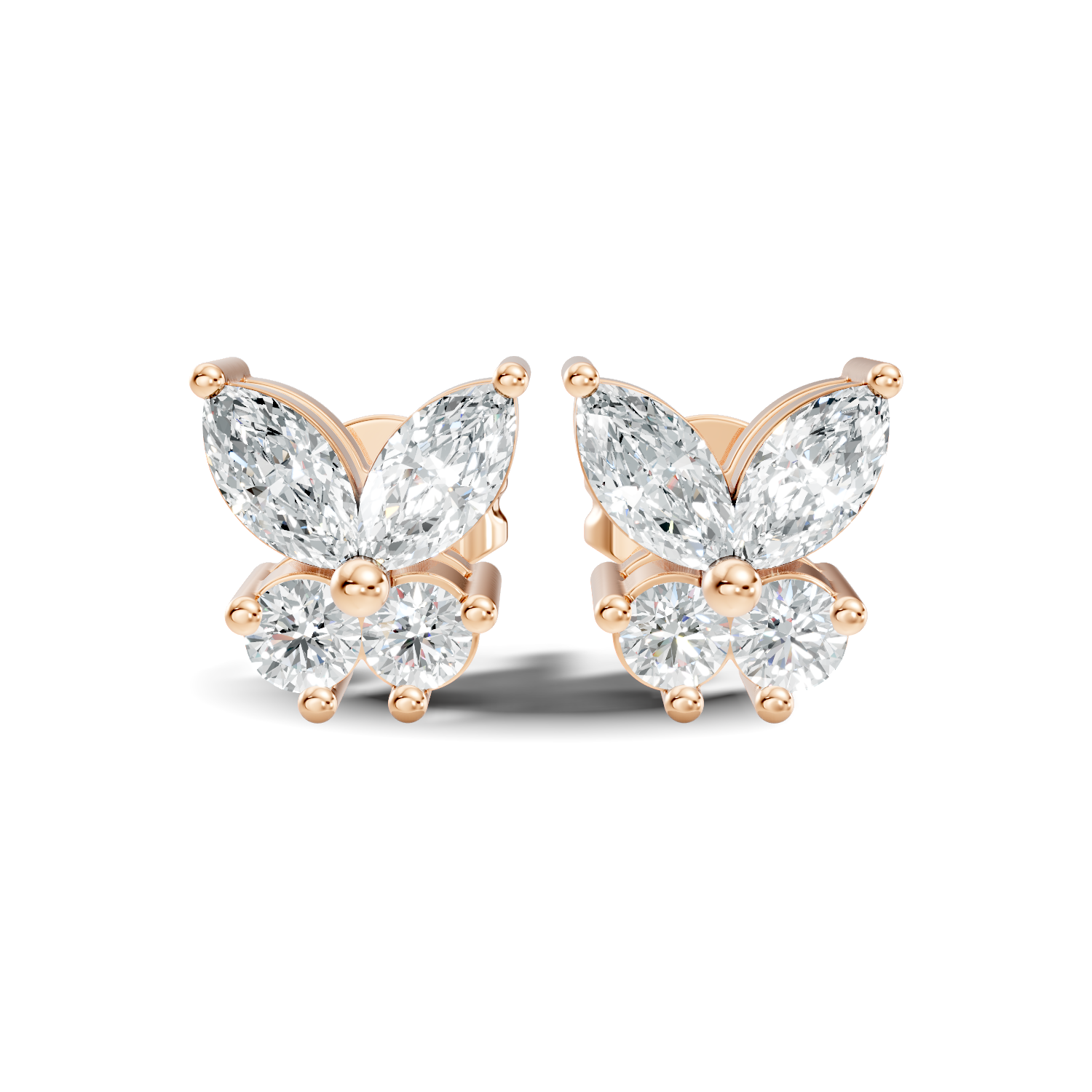 Round-Cut Lab-grown and Natural Diamond Earrings in 10K Yellow Gold