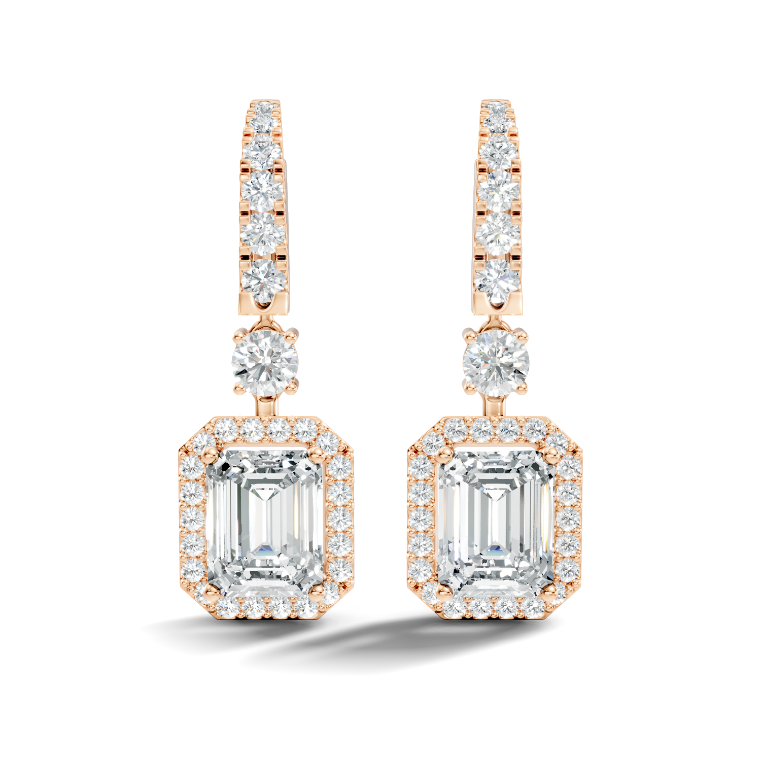 Marquise-Cut Lab-grown Diamond Hoop Earrings in 14K White Gold