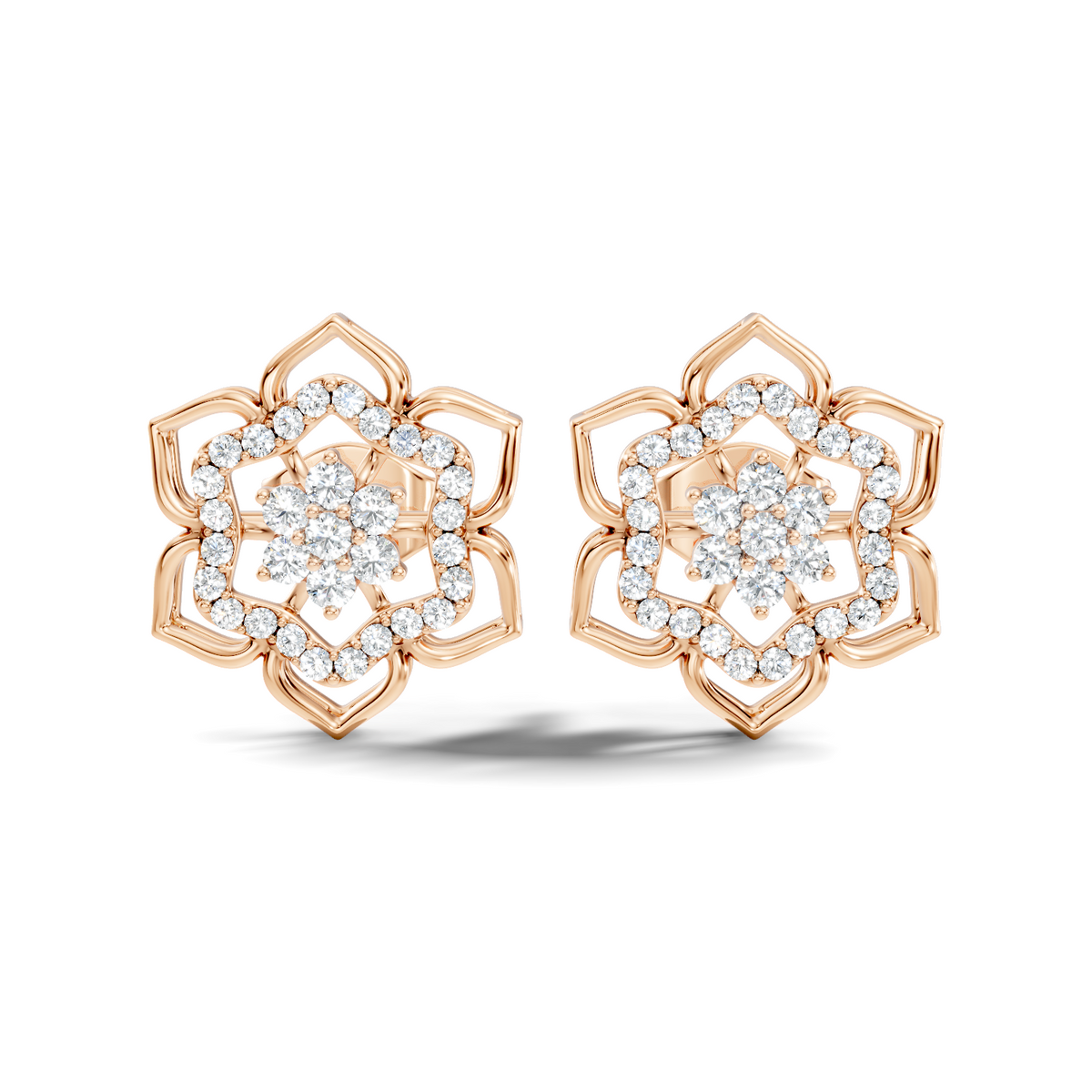 Round-Cut Lab-grown and Natural Diamond Earrings in 10K Yellow Gold