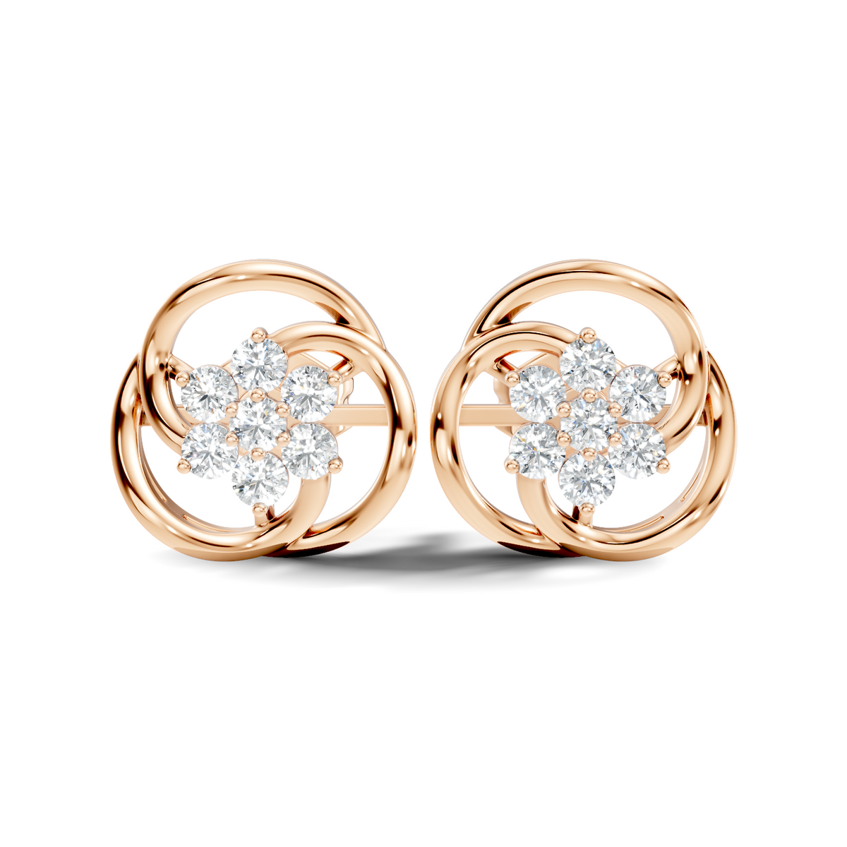 Round-Cut Lab-grown and Natural Diamond Earrings in 10K Rose Gold