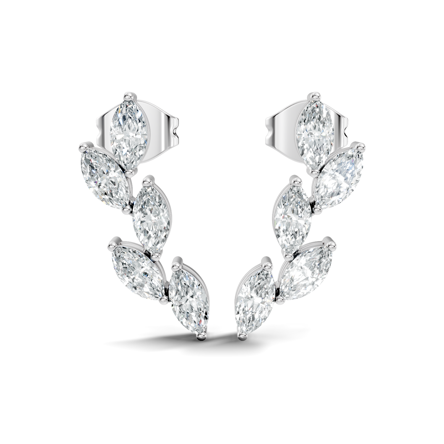 Pear-Cut Lab-grown and Natural Diamond Earrings in 14K White Gold