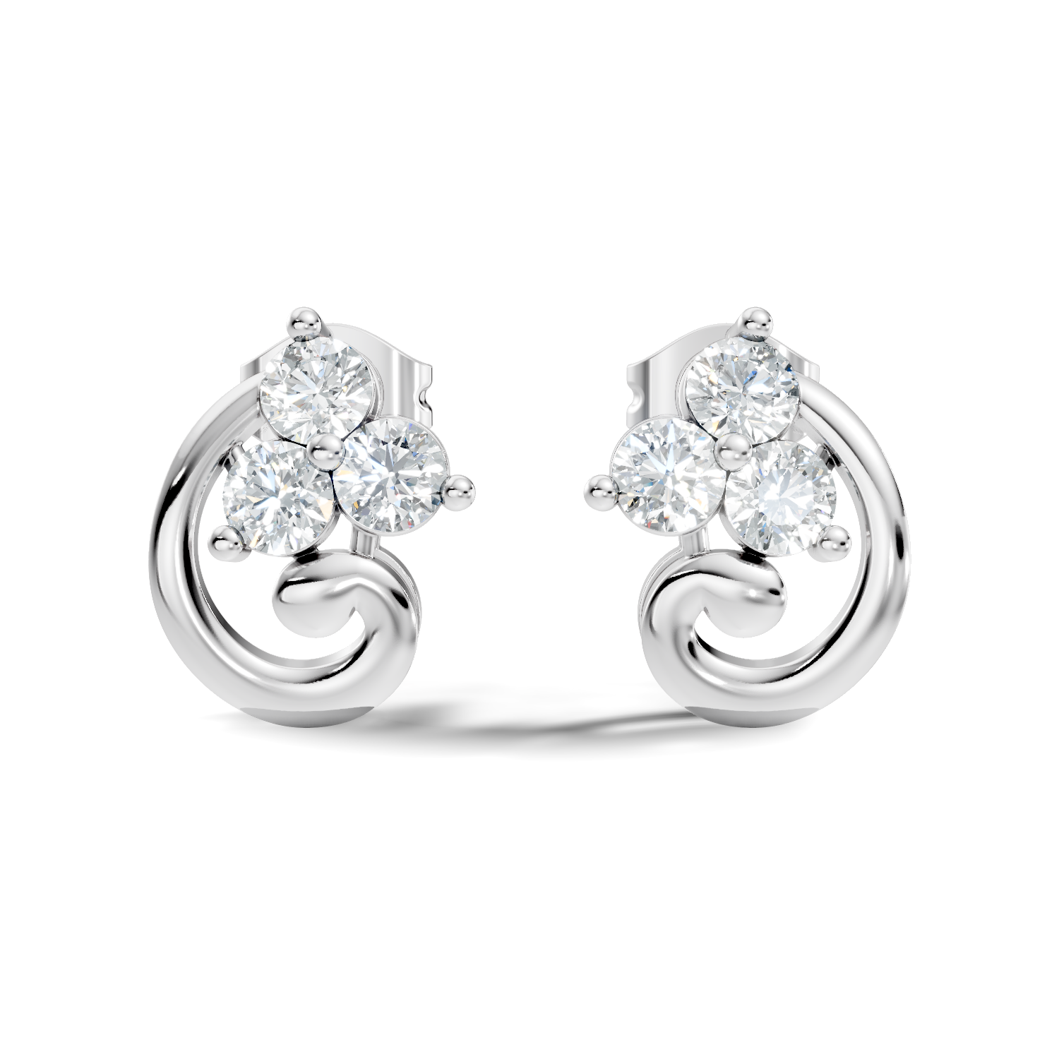 2.16Ct Round-Cut Lab-grown and Natural Diamond Earrings in 14K White Gold
