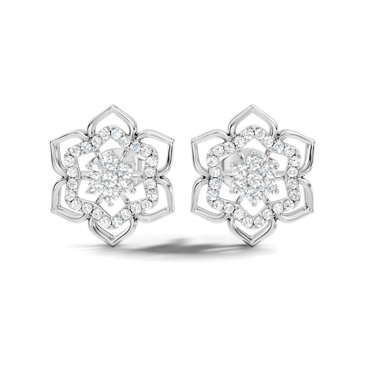 Round-Cut Lab-grown and Natural Diamond Earrings in 10K Yellow Gold