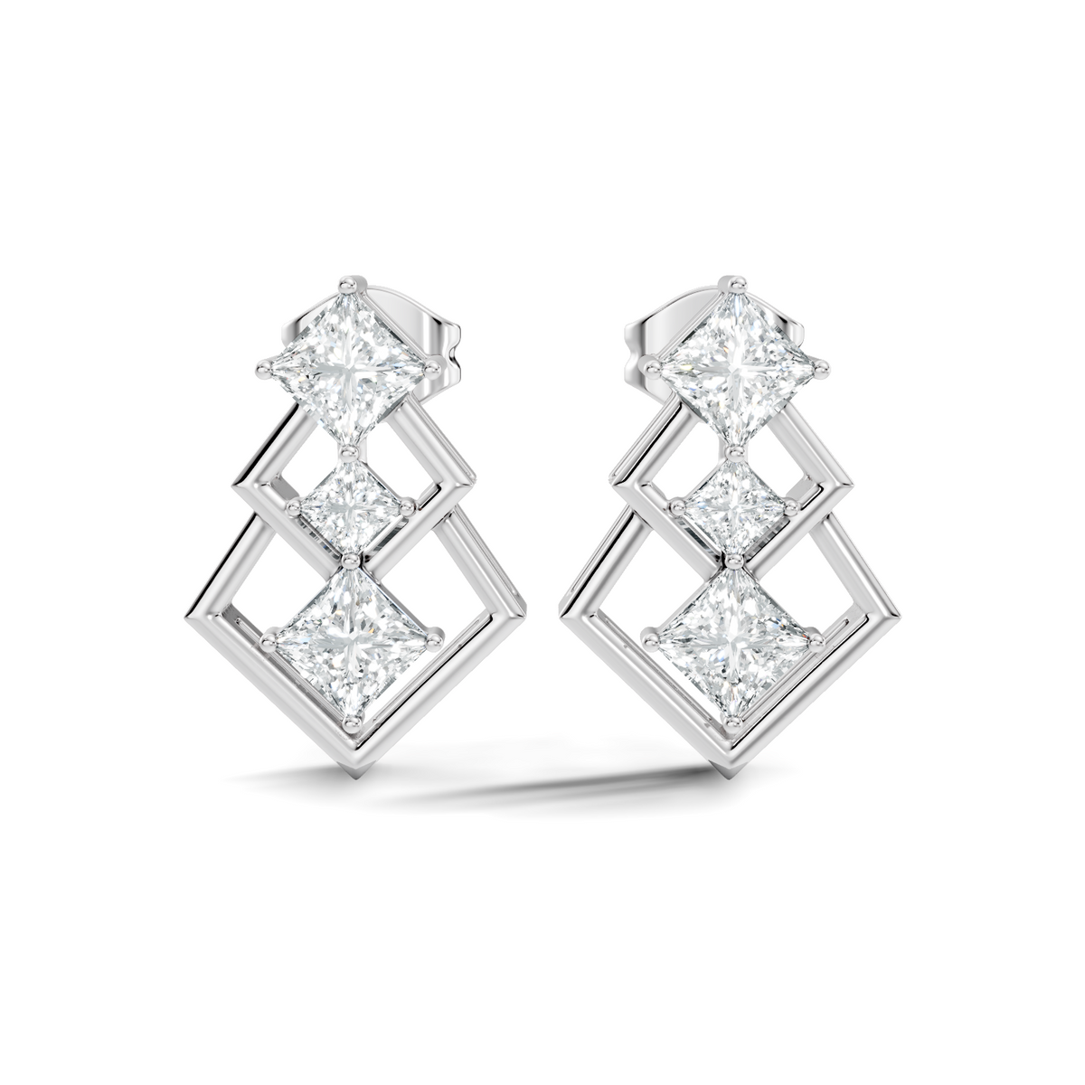 Round-Cut Lab-grown Diamond Earrings in 14K White Gold