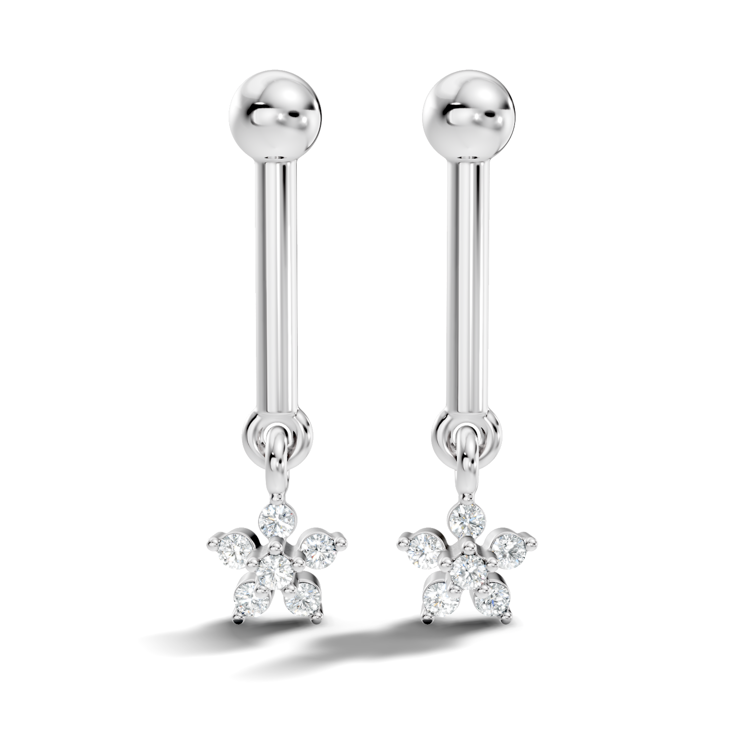Round-Cut Lab-grown and Natural Diamond Earrings in 10K White Gold