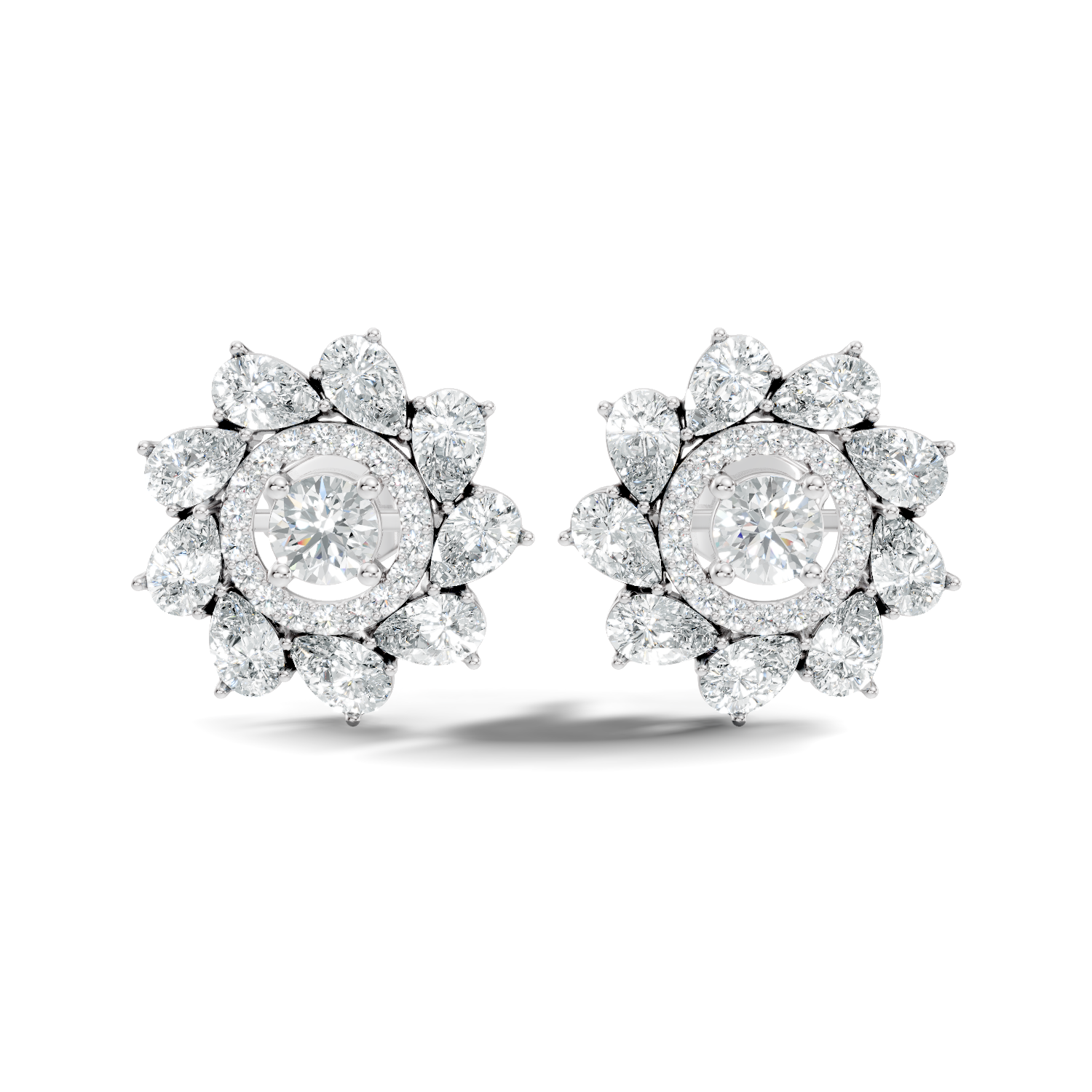 3.53Ct Pear-Cut Lab-grown and Natural Diamond Vintage Studs in 10K Yellow Gold