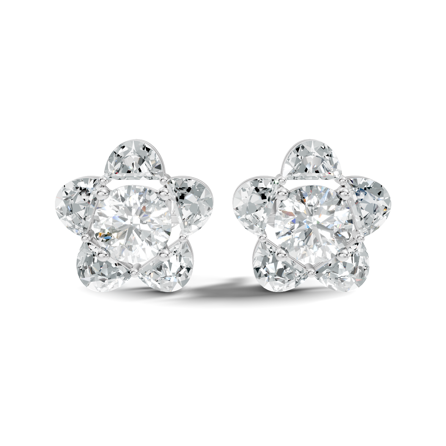 Pear-Cut Lab-grown Diamond Halo Earrings in 10K White Gold