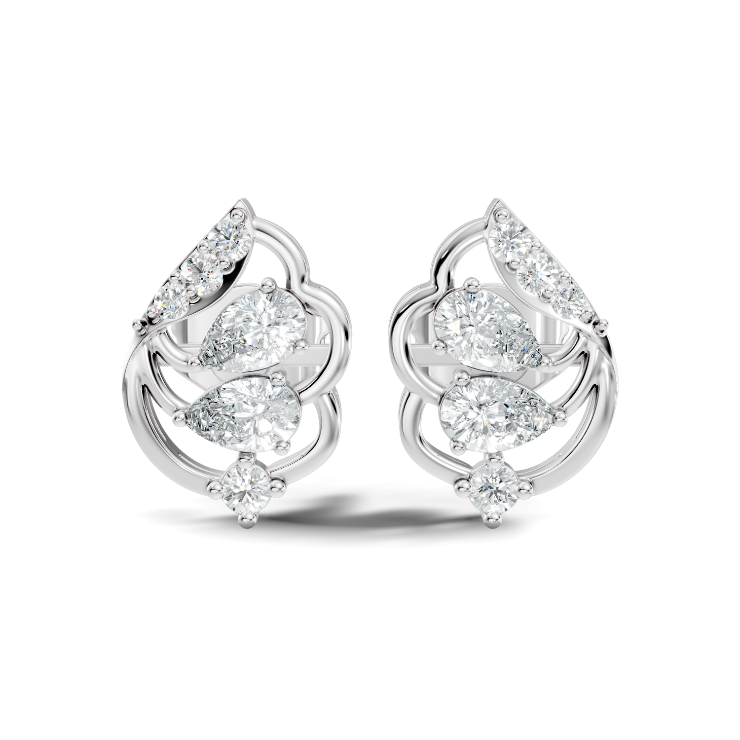 Round-Cut Lab-grown and Natural Diamond Earrings in 14K White Gold