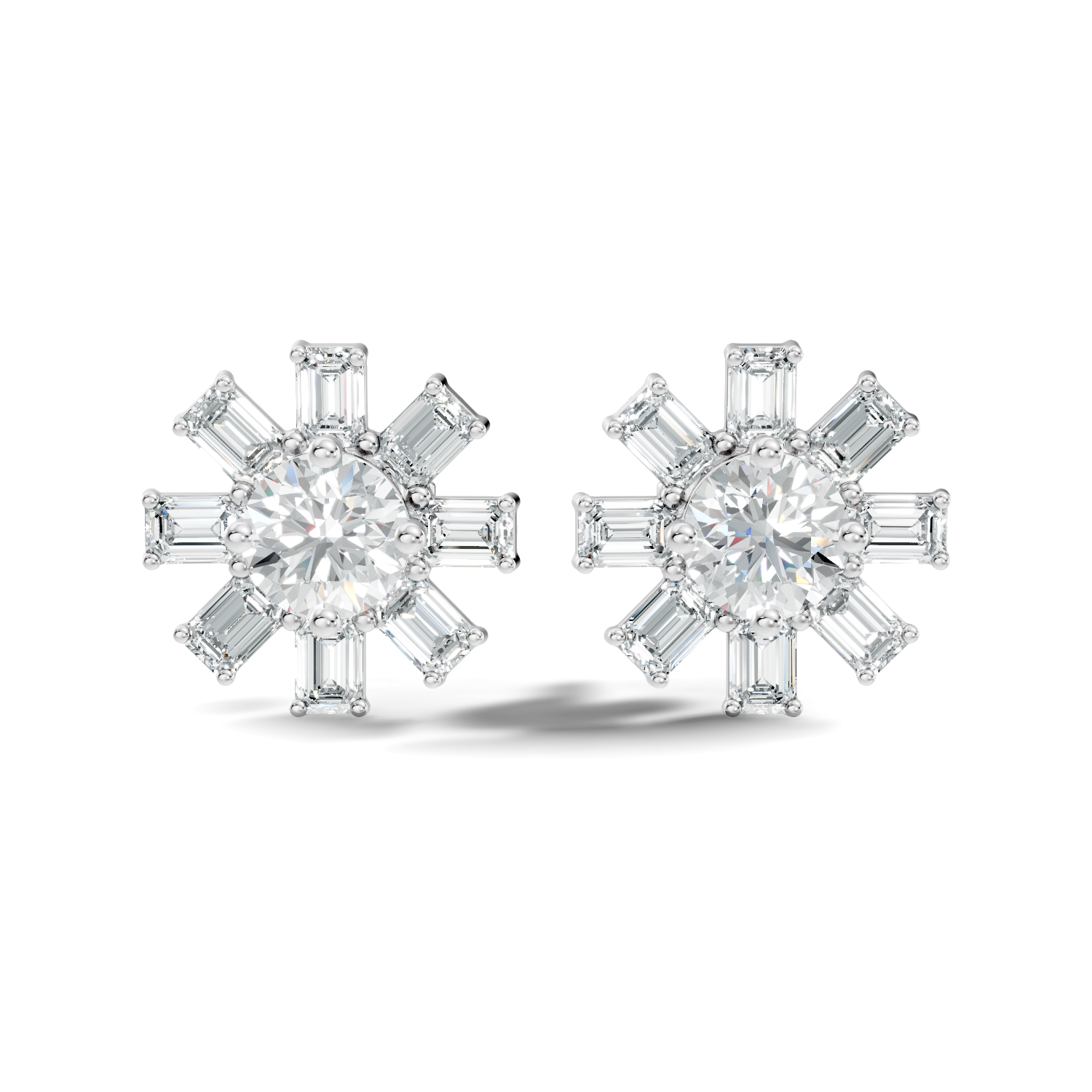 2.92Ct Round-Cut Lab-grown Diamond Earrings in 14K White Gold