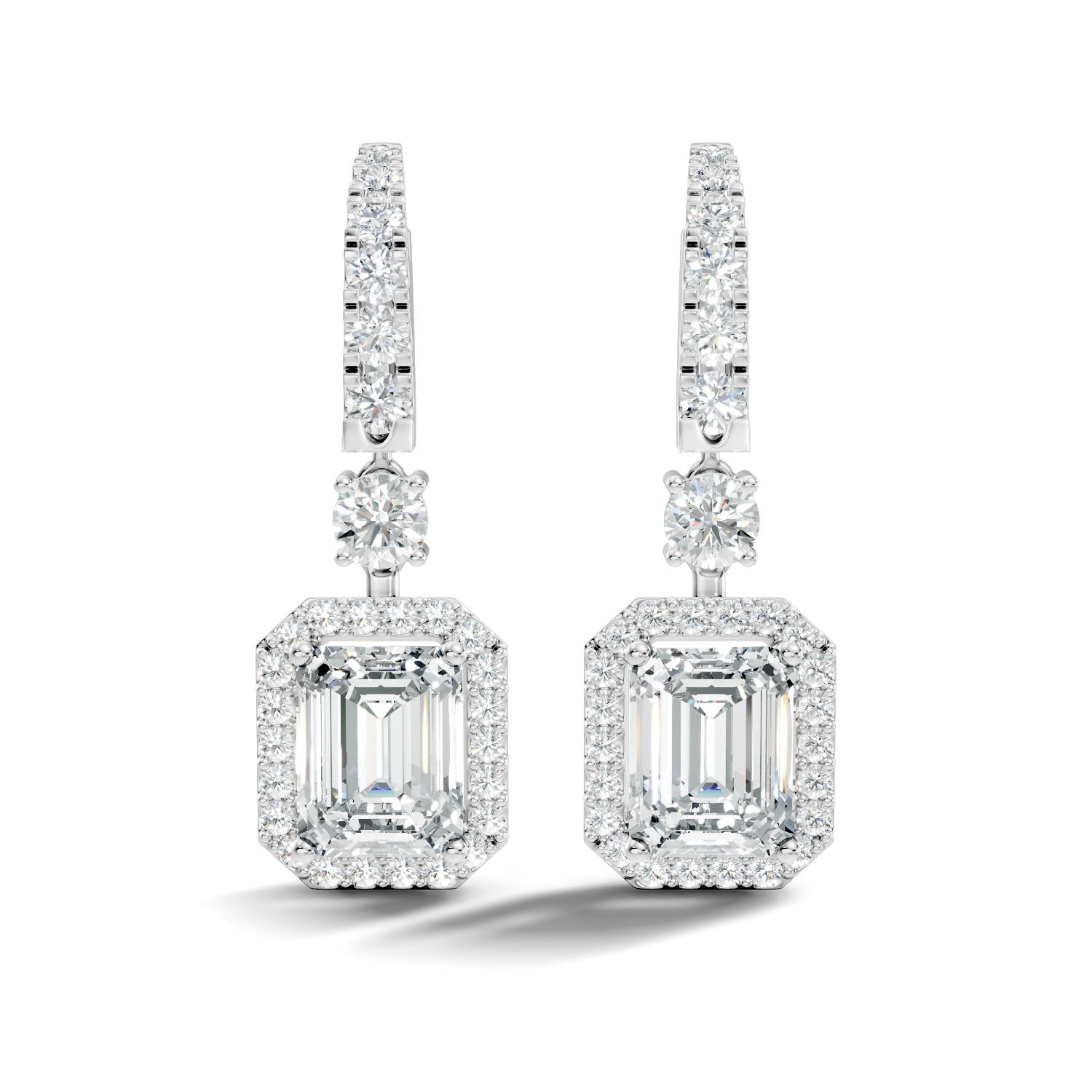 Marquise-Cut Lab-grown Diamond Hoop Earrings in 14K White Gold