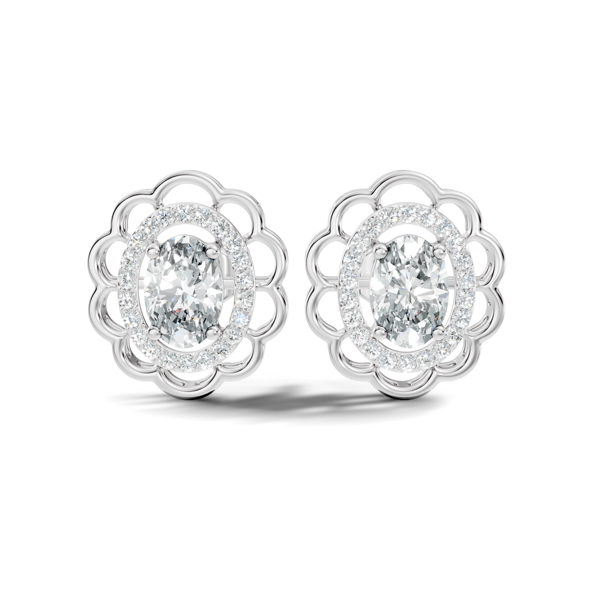 Round-Cut Lab-grown Diamond Earrings in 14K White Gold