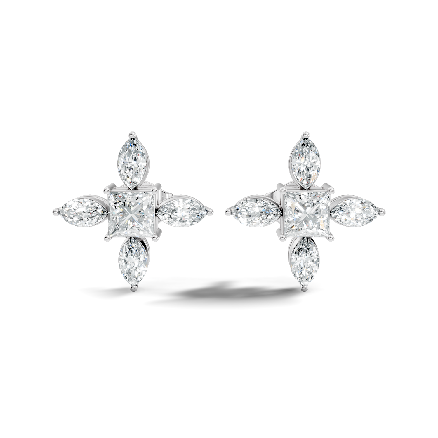 1.80Ct Marquise-Cut Lab-grown and Natural Diamond Earrings in 10K White Gold