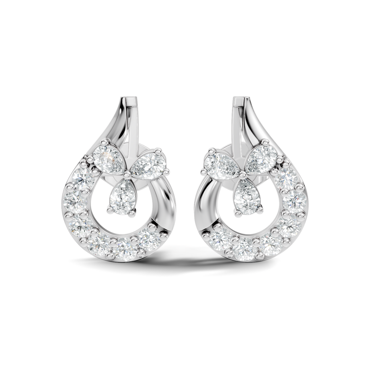 Round-Cut Lab-grown Diamond Vintage Earrings in 10K White Gold