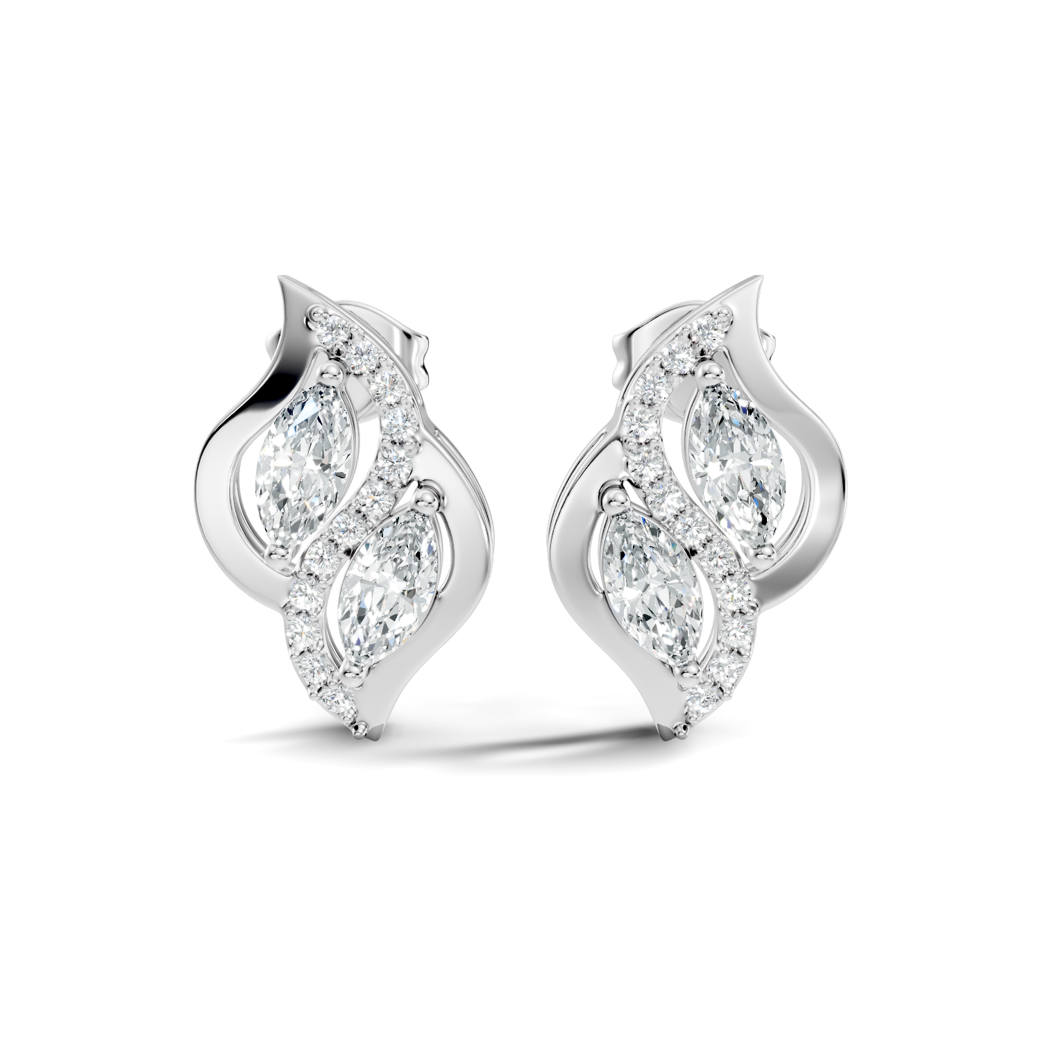 Round-Cut Lab-grown Diamond Antique Earrings in 10K White Gold